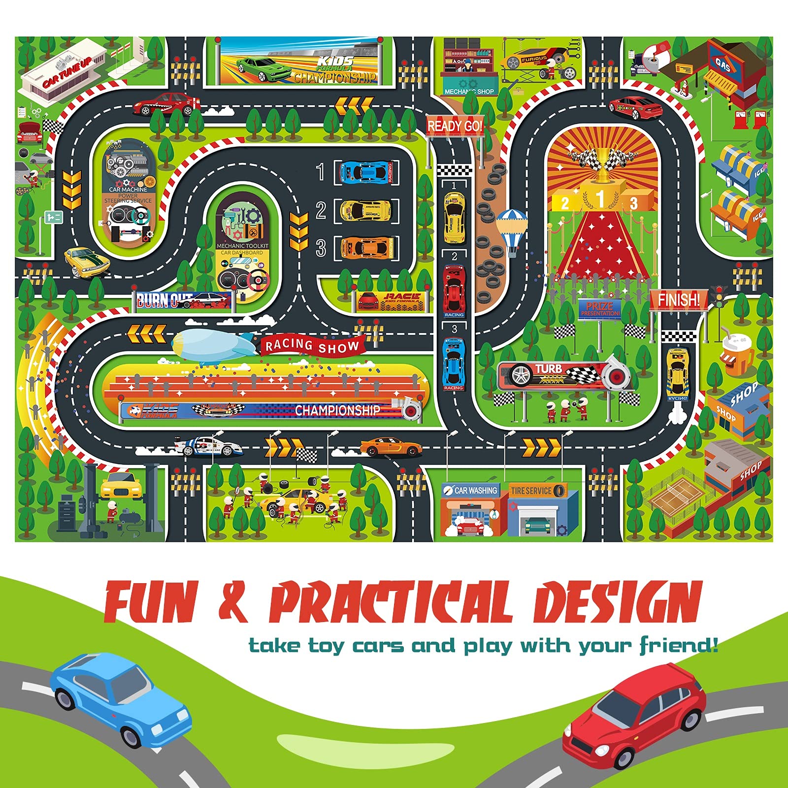 Oriate Kids Jurassic Dinosaur Play Mat - Interactive Pretend Play Rug for Dino Toys, Educational Floor Mat for Cognitive Learning & Dinosaur Collection | Perfect for Playrooms, Preschools & Parent-Child Bonding Activities