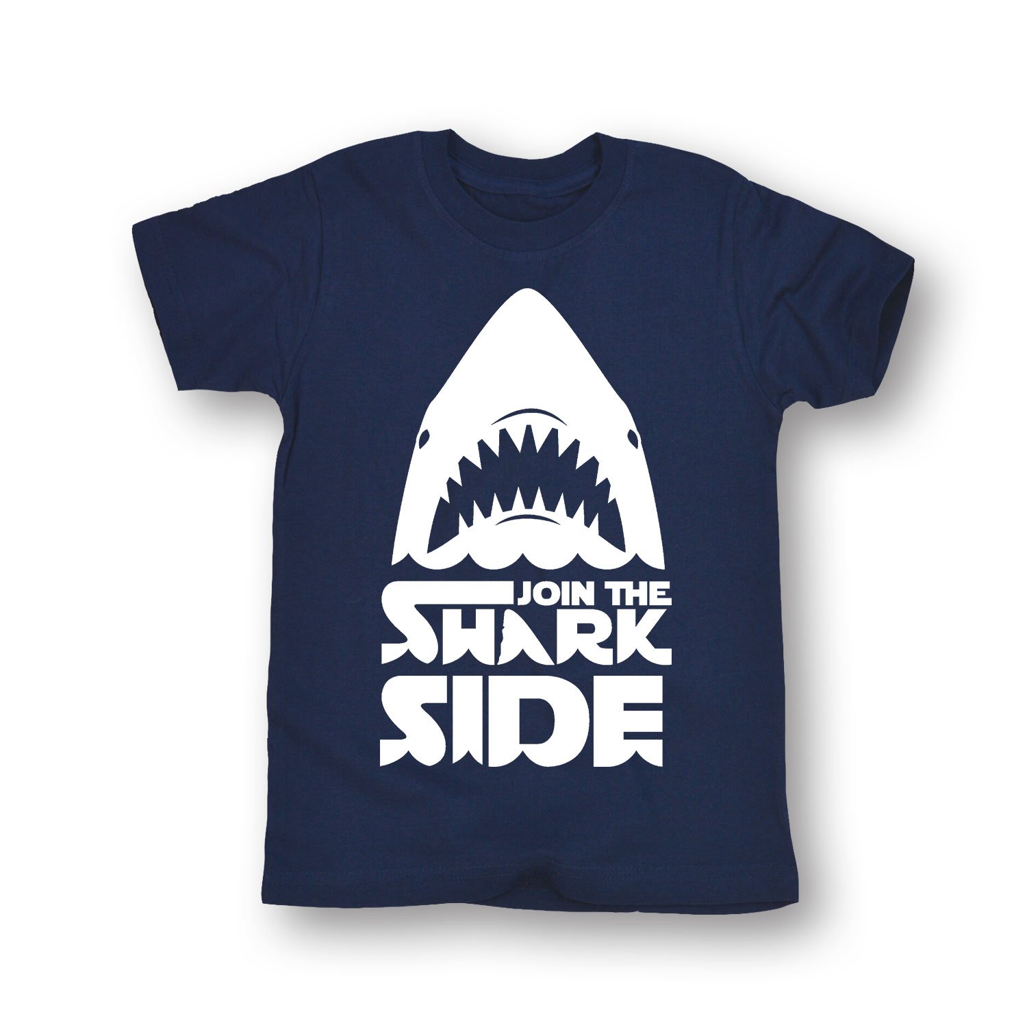 Funny Shark Side White Text T-Shirt for Men & Boys - Cool Blue Graphic Tee for Casual Wear, Beach Outings & Gifts