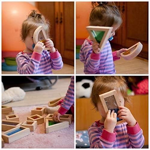 16-Piece Large Wooden Building Blocks for Toddlers - Rainbow Geometry Sensory Stacking Construction Toys | Educational Preschool Learning Toys for Boys & Girls | Perfect for Daycare, Homeschool & Playroom Activities