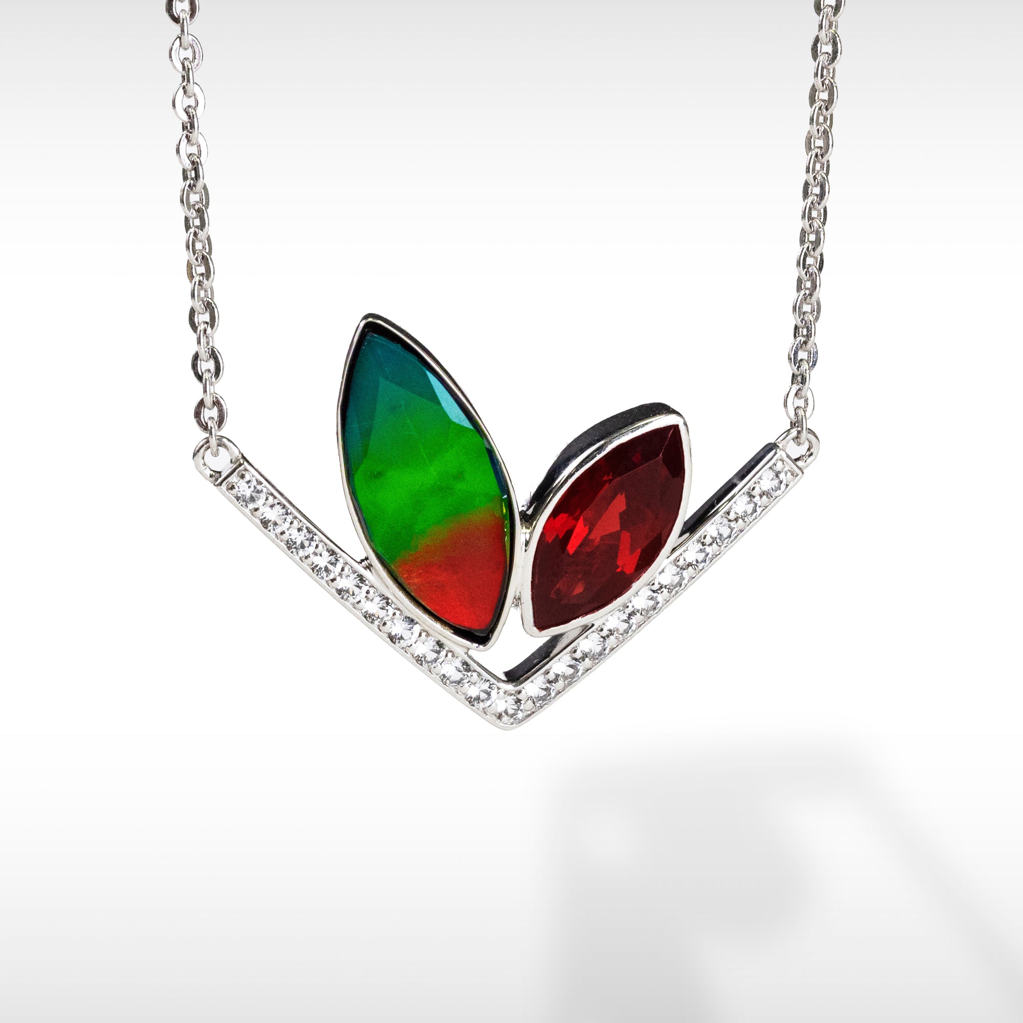 Natural Ammolite Pendant in Sterling Silver with Garnet & Topaz - Rabbit Design Jewelry for Women | Perfect Gift for Birthday, Anniversary & Special Occasions