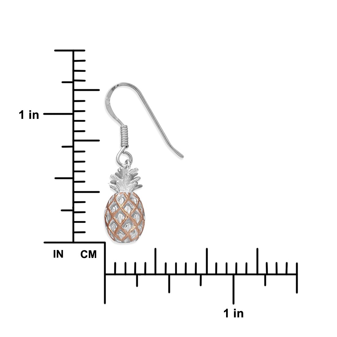 Sterling Silver Pineapple Dangle Earrings for Women - Handmade 925 Silver Jewelry - Tropical Summer Fashion Accessories for Beach Vacation & Party