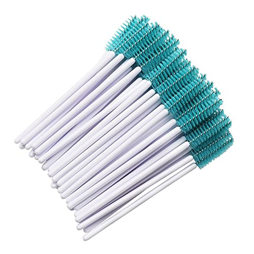 50 Pcs Disposable Makeup Brushes Set - Eyelash Applicator, Crystal Wands & Diamond Brushes for Professional Cosmetic Application (White/Deep Green Handle) - Perfect for Salon, Home Use & Travel Makeup Kits