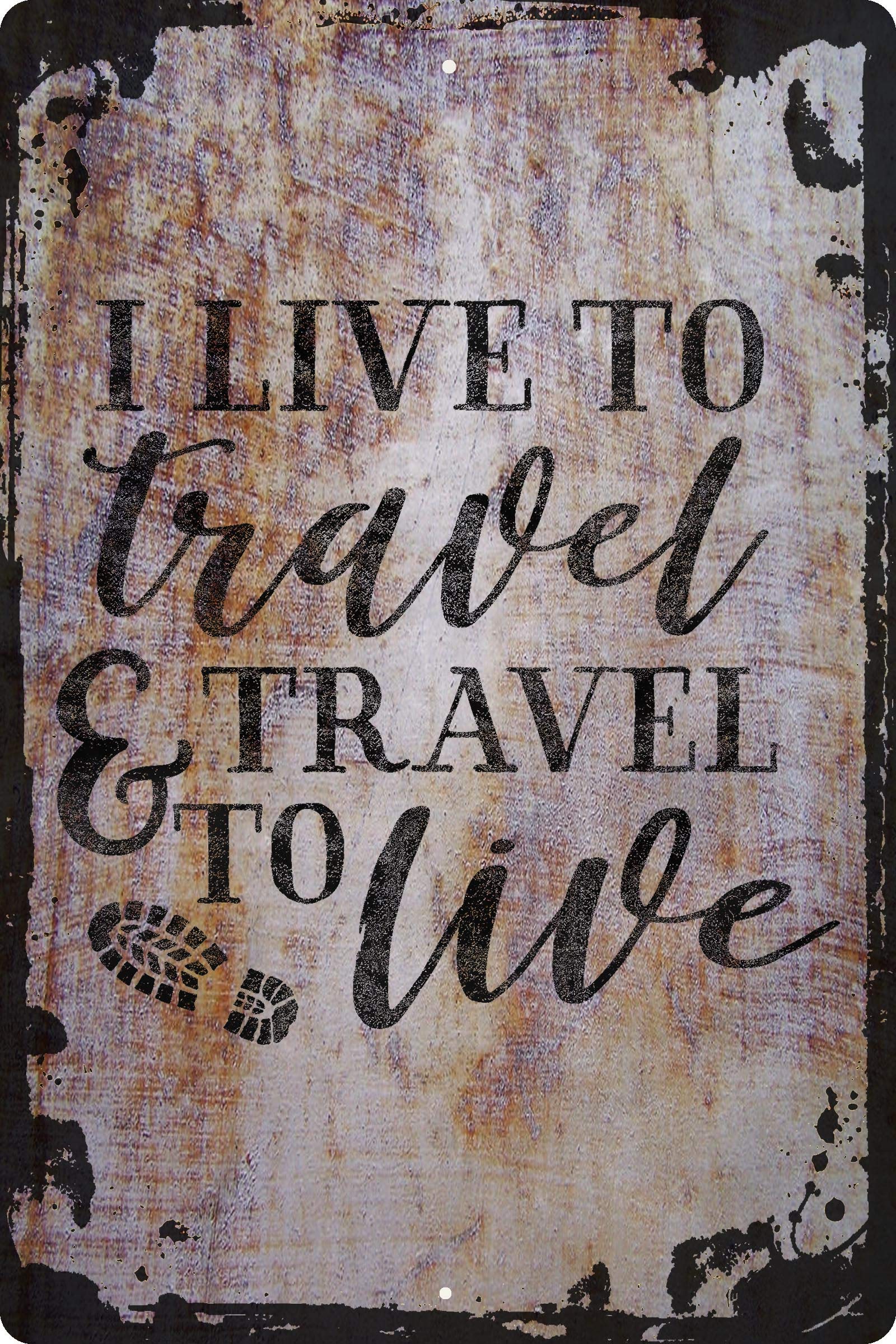 Inspirational Travel Quote Wall Art - 'I Live to Travel & Travel to Live' Adventure Outdoor Decor, Beige Motivational Poster (12x18 Inch) - Perfect for Living Room, Office & Gift for Travel Lovers