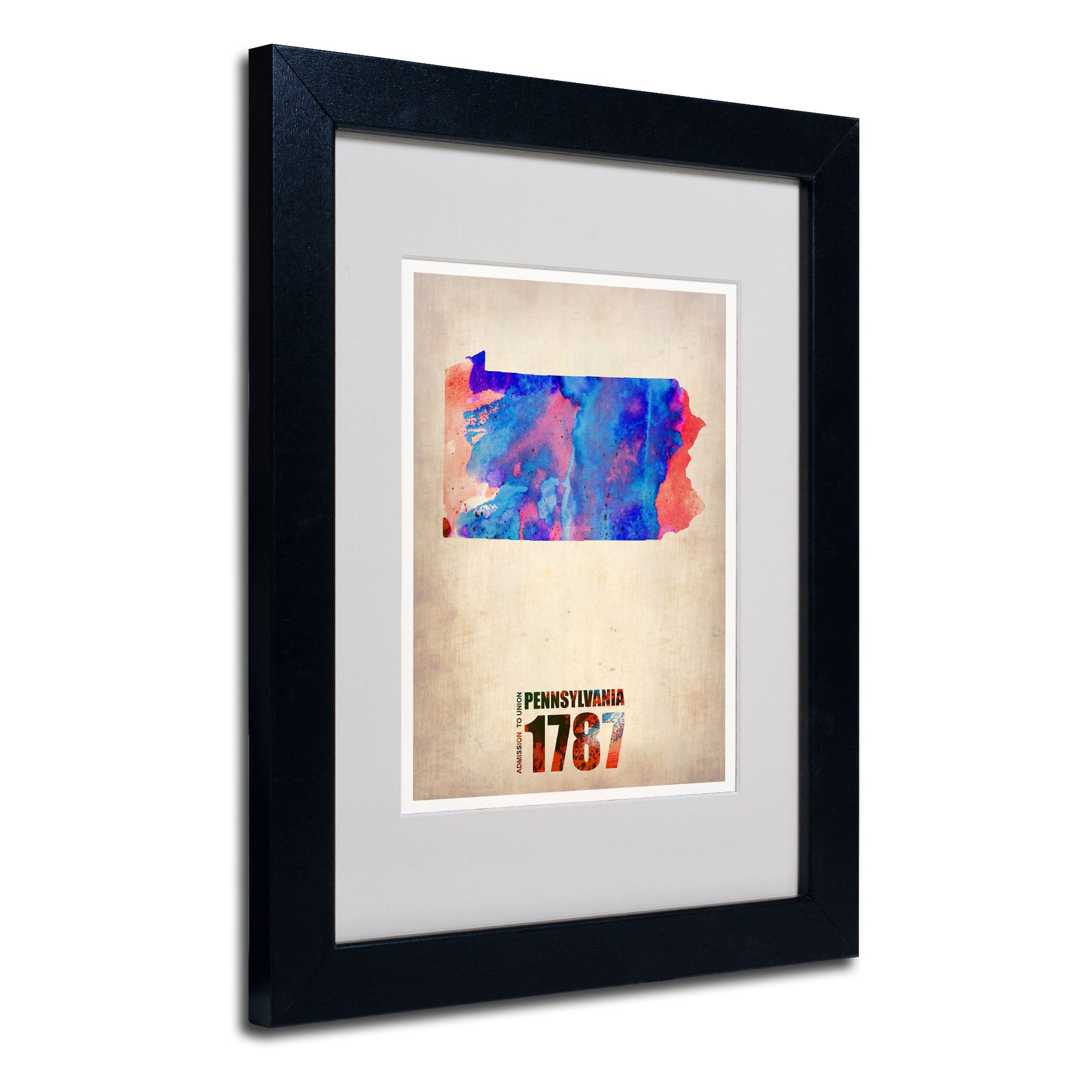 Pennsylvania Watercolor Map Art Print - 11x14 Inch Matted & Framed Wall Decor - Vintage Style Black Frame - Perfect for Home, Office, or Gift