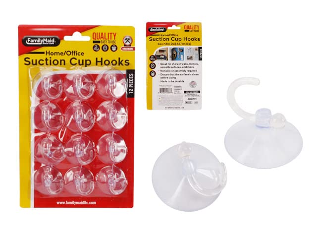 FamilyMaid 19086 4cm Suction Cup Hooks Set - 16 Pack Heavy Duty Adhesive Hooks for Bathroom, Kitchen, Shower, Dorm Room Organization (White)