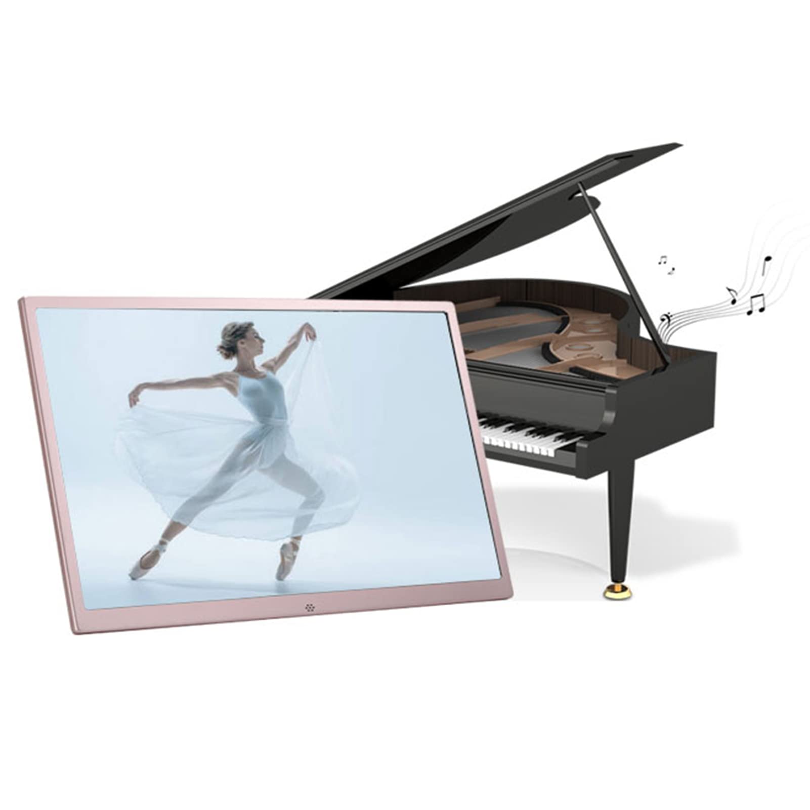 15 Inch Digital Photo Frame - Ultra Thin HD Display with SD Card Slot & HDMI, 16GB Built-in Storage, 13 Languages, Remote Control - Perfect for Home Decor, Office Display & Gift Giving (Rose Gold)