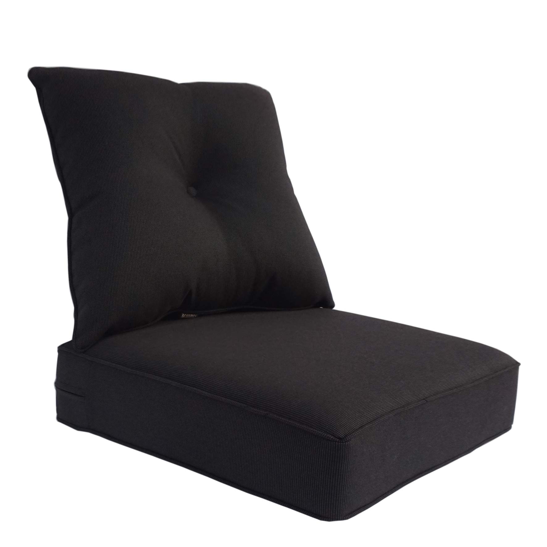 BOSSIMA Indoor Outdoor Deep Seat Chair Cushion Set - Weather-Resistant Olefin Fabric in Black - Perfect for Patio, Deck, Poolside & Living Room Furniture - Spring Summer Seasonal Replacement Cushions