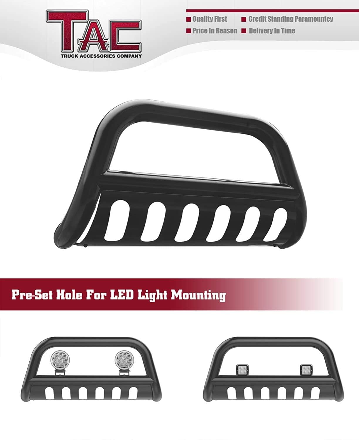 Black TAC Bull Bar for 2010-2024 Toyota 4Runner (Excludes Limited/Nightshade/TRD Sport) - Off-Road Bumper Guard for SUV Adventures