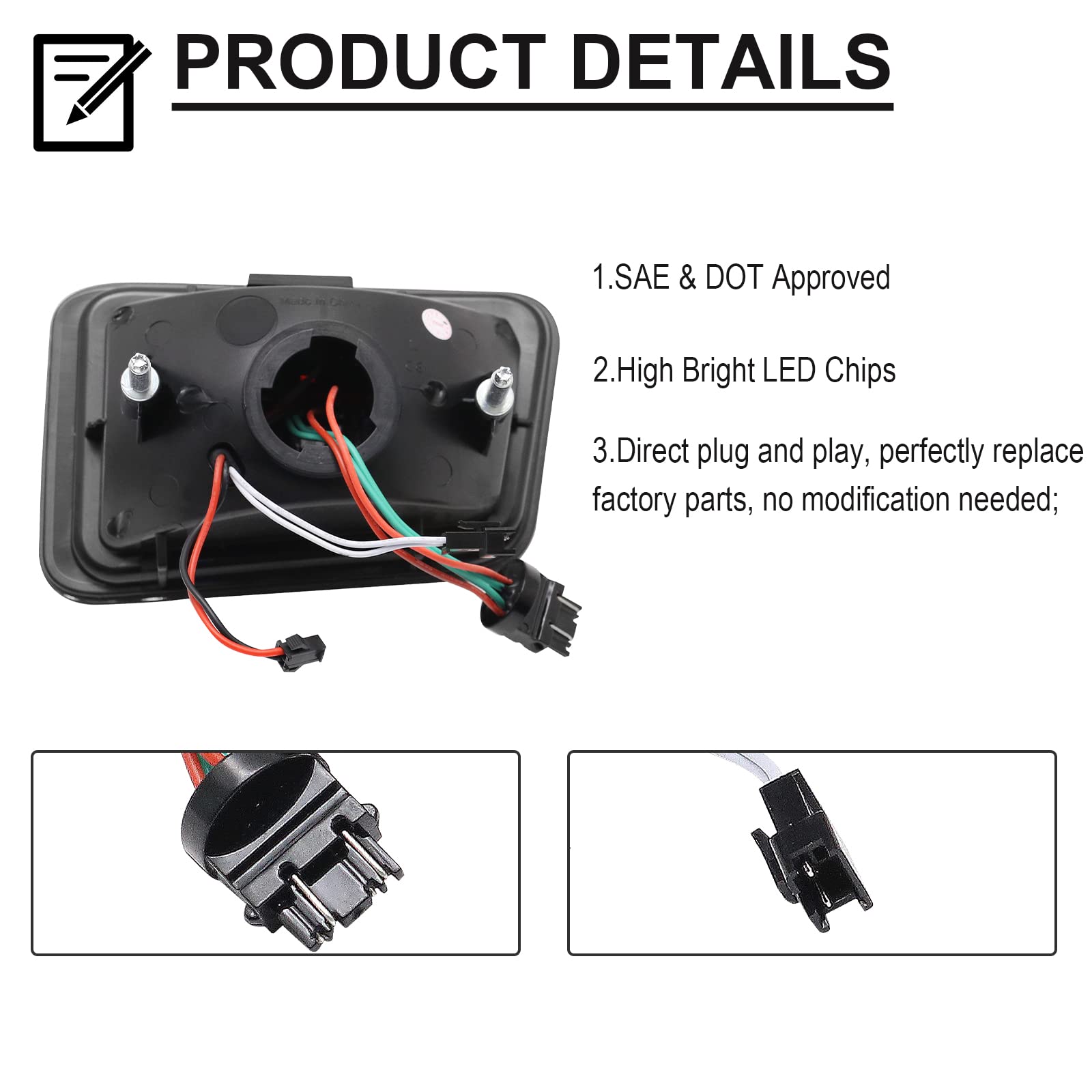 2005-2009 Hummer H2 Rear LED Bumper Fog Lights - 2PC Smoked Lens Brake Tail Lamp Assembly - Direct Replacement for OE 15100039 & 15100038 - Perfect for Off-Roading & Night Driving Safety