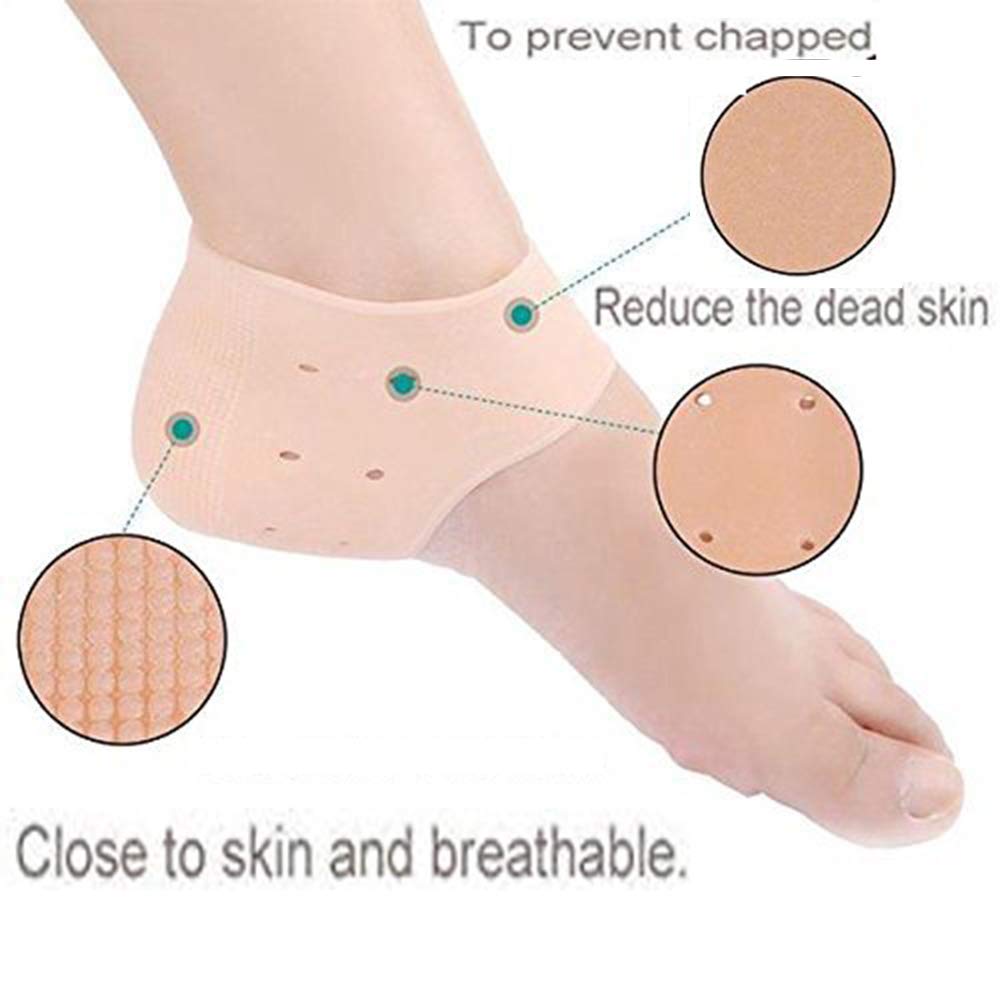 Brezzycloud Silicone Gel Heel Pad Socks for Heel Swelling Pain Relief, Dry Hard Cracked Heels Repair Cream - Foot Care & Ankle Support Cushion for Men & Women (1 Pair) - Perfect for Running, Hiking & Daily Comfort