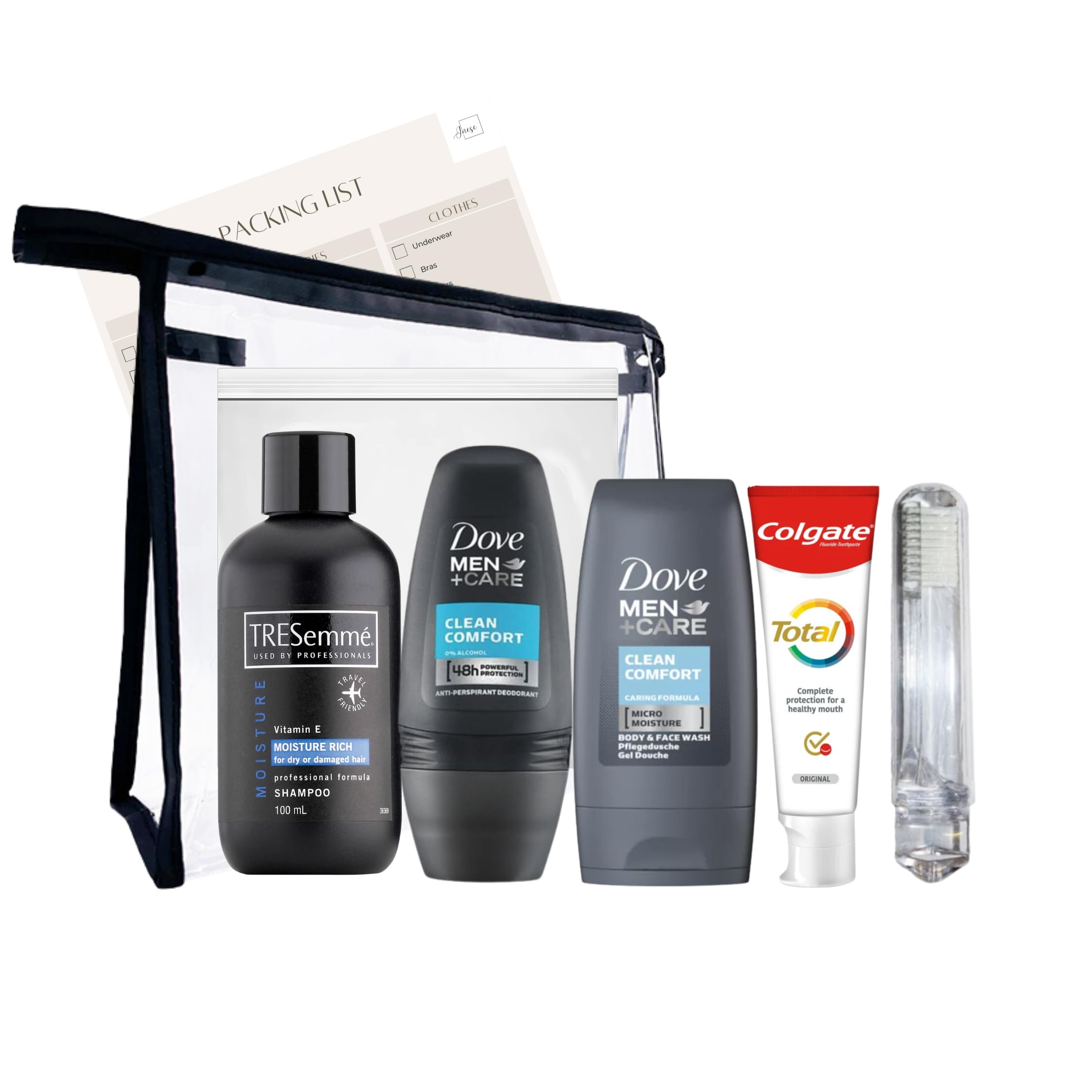 Men's Travel Toiletries Set - TSA Approved Travel Size Toiletries Kit with Essentials for Air Travel, Hospital Stay & Overnight Trips - Perfect for Business Travelers, Vacation & Gym Goers