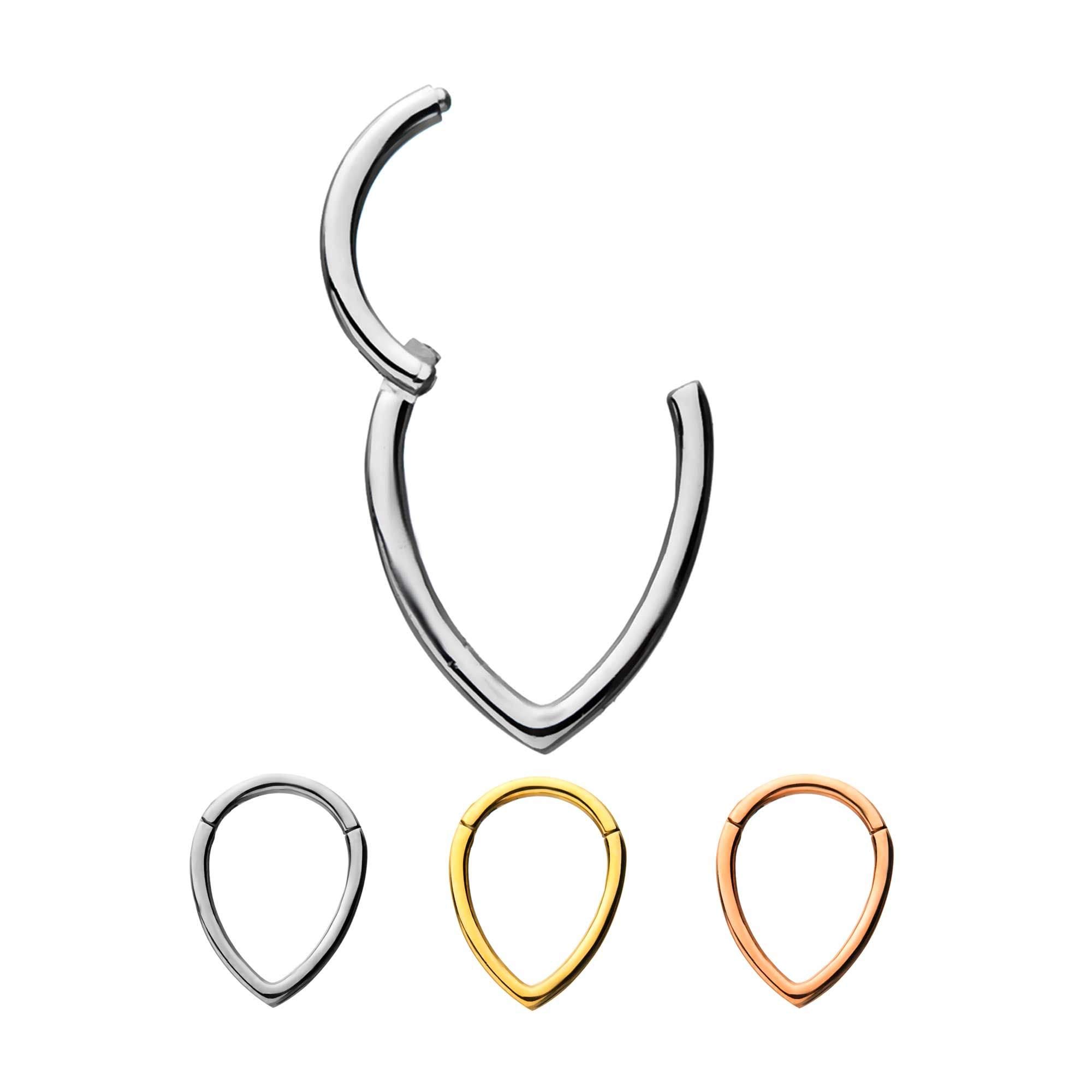 16G Stainless Steel Tear Drop Hinged Segment Ring - Body Jewelry for Septum, Lip, Eyebrow & Ear Piercings | Perfect for Everyday Wear, Parties & Alternative Fashion Styles