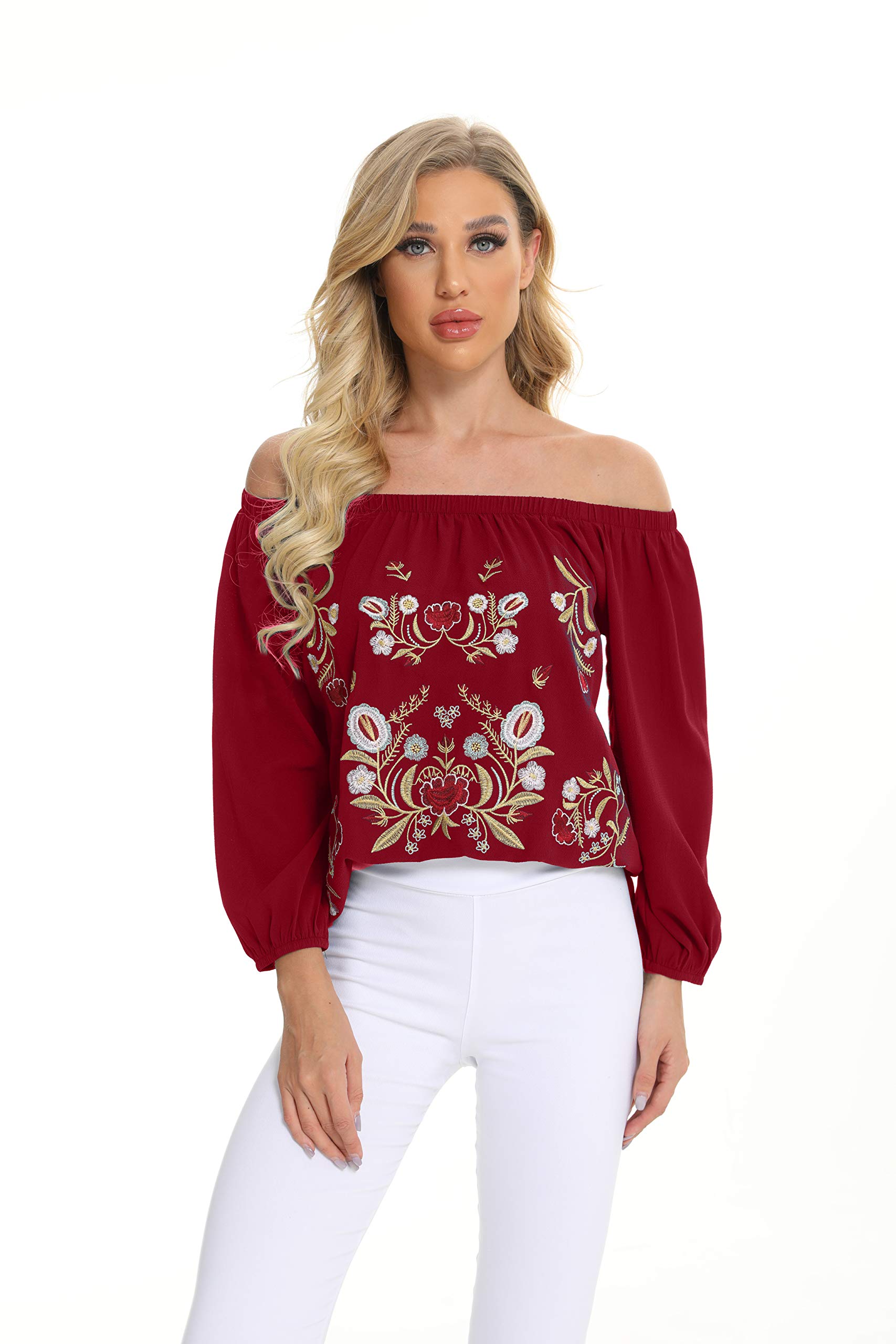 Mexican Embroidered Shirt for Women - Boho Floral Western Top for Festivals & Vacations