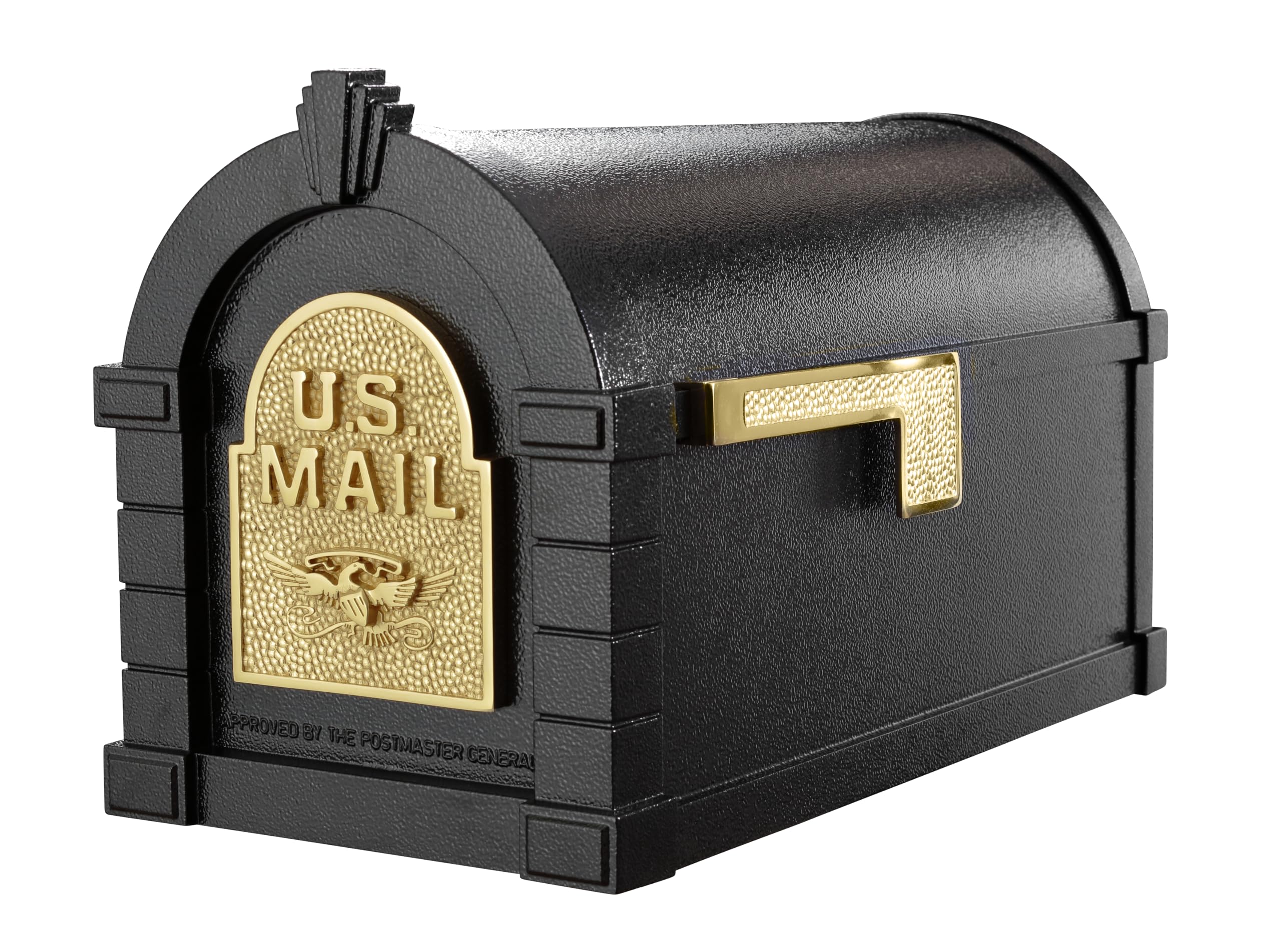 Gaines Keystone Series Mailbox - Black with Polished Brass Eagle - Durable Outdoor Mailbox for Home, Office & Commercial Use - Weather-Resistant & Secure Mail Delivery Solution