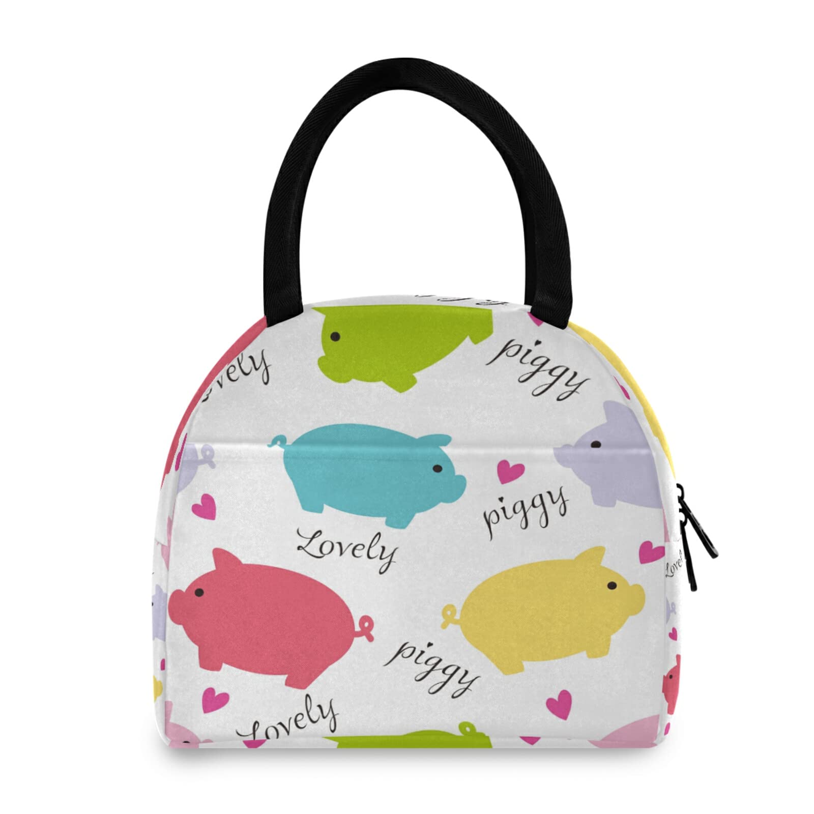 AUUXVA Insulated Lunch Bag for Kids - 15 Can Capacity, Cute Pig Design, Oxford Cloth Material, Zipper Closure | Perfect for School, Picnics & Outdoor Activities (Ages 3+)