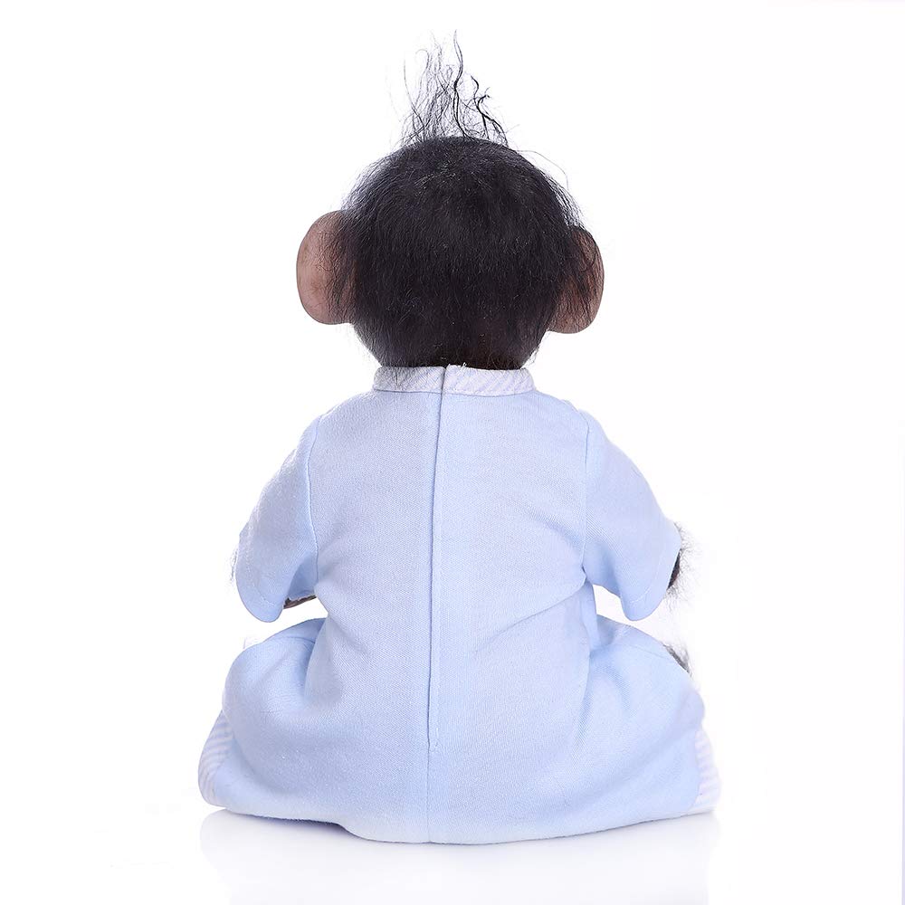 Handmade 16-Inch Reborn Baby Monkey Orangutan Art Doll - Realistic Black Collectible Boy for Nursery Decor, Gift, and Display