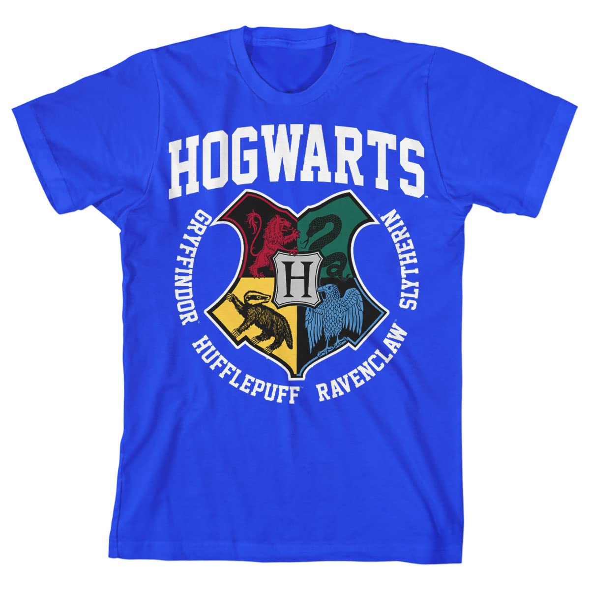 Bioworld Harry Potter Hogwarts Houses Royal Blue T-Shirt for Boys | Officially Licensed HP Merchandise | Perfect for Cosplay, Halloween & Potterhead Gifts