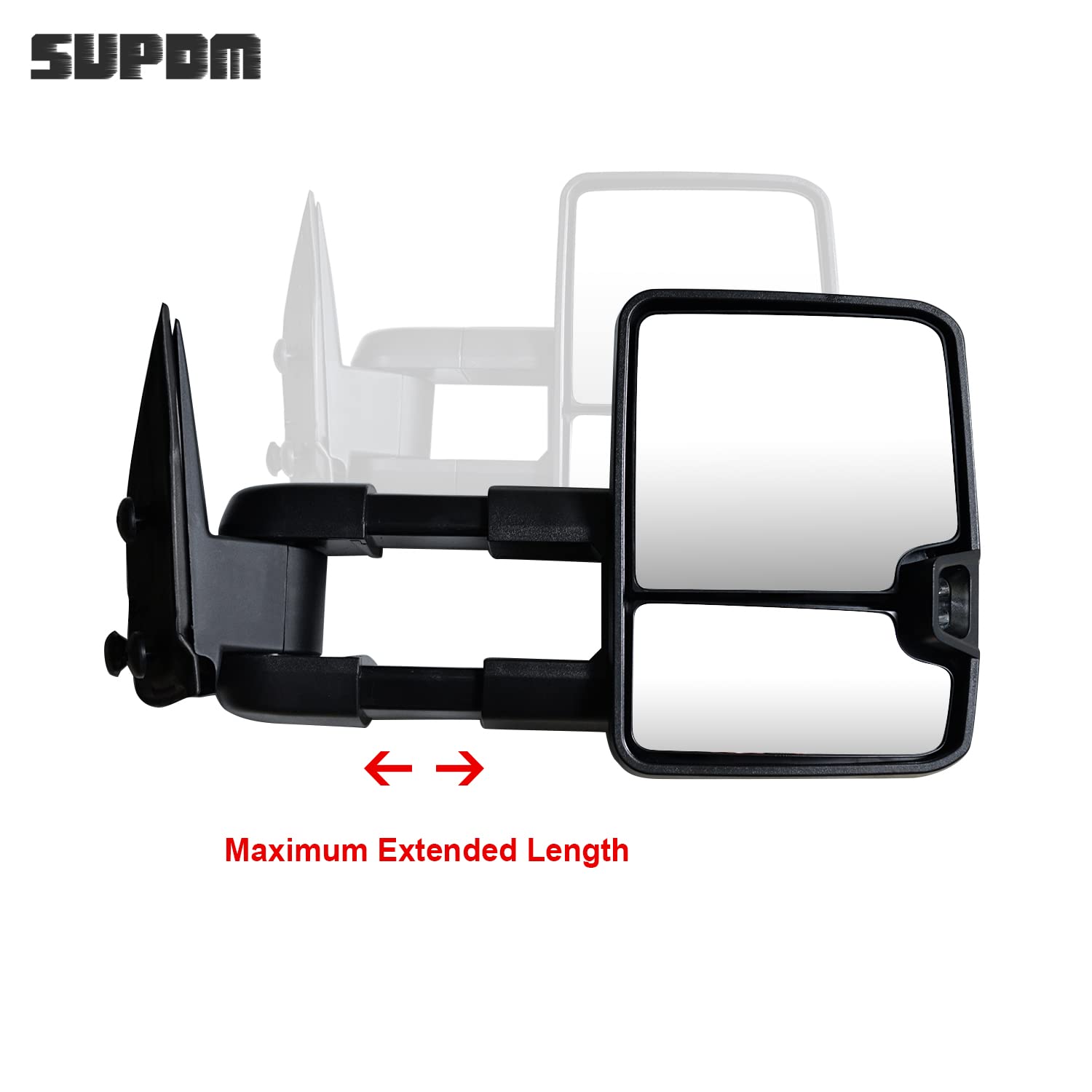 Chrome Towing Mirrors with Power Heat & Turn Signals - Compatible with Chevy Silverado/Suburban/Tahoe & GMC Sierra/Yukon 2003-2006 Models - Clearance Lamp & Running Lights (Pair) - Perfect for Towing, Off-Roading & Night Driving