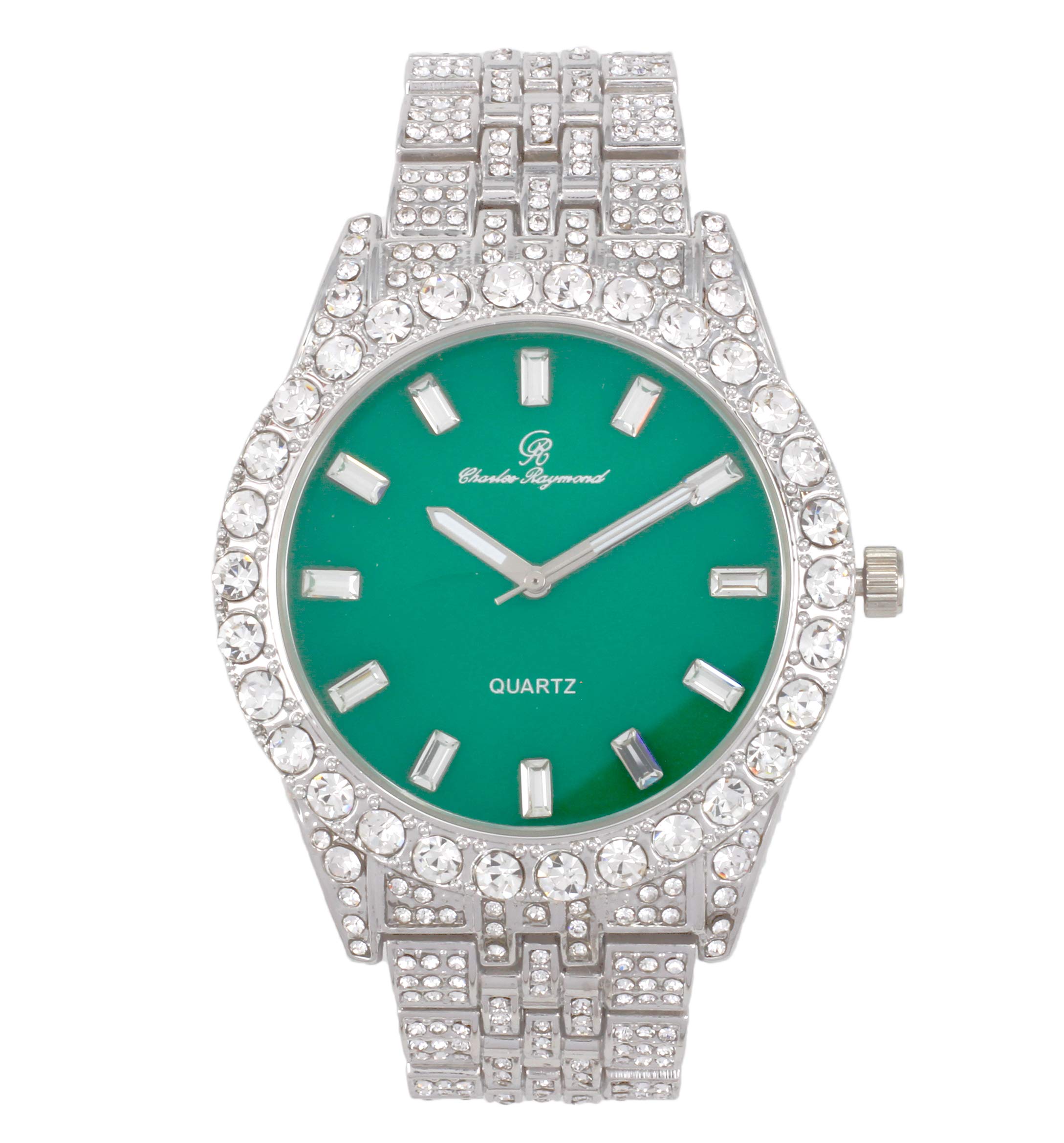 Men's Iced Out Watch with Matching Cuban Link Bracelet - Big Rhinestones & Elegant Baguette Dial - Hip Hop Bling Jewelry for Parties, Gifts & Special Occasions - ST10226B