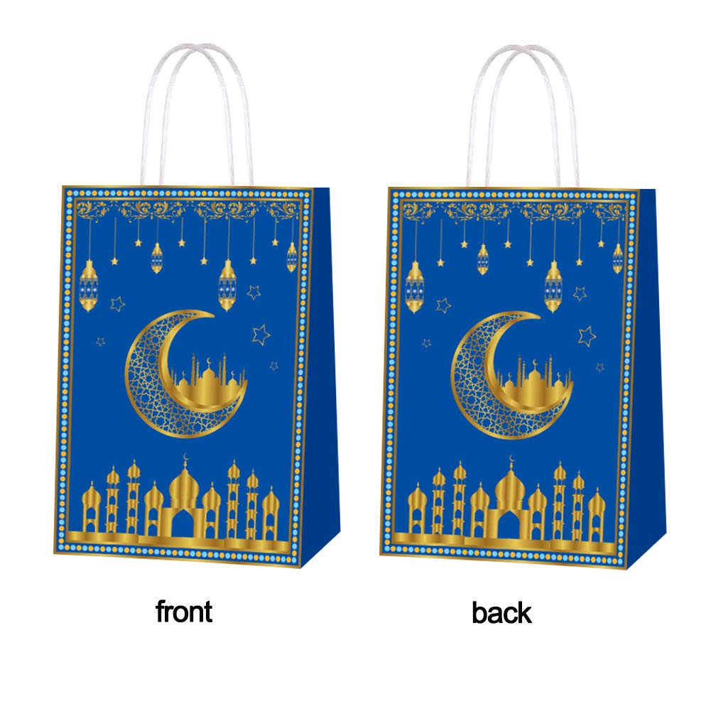 16pcs Ramadan Mubarak Paper Gift Bags for Eid Party Supplies - Muslim Party Favor Goody Treat Candy Bags - Eid Decoration | Perfect for Ramadan Celebrations, Eid al-Fitr Gifts, and Islamic Holiday Parties