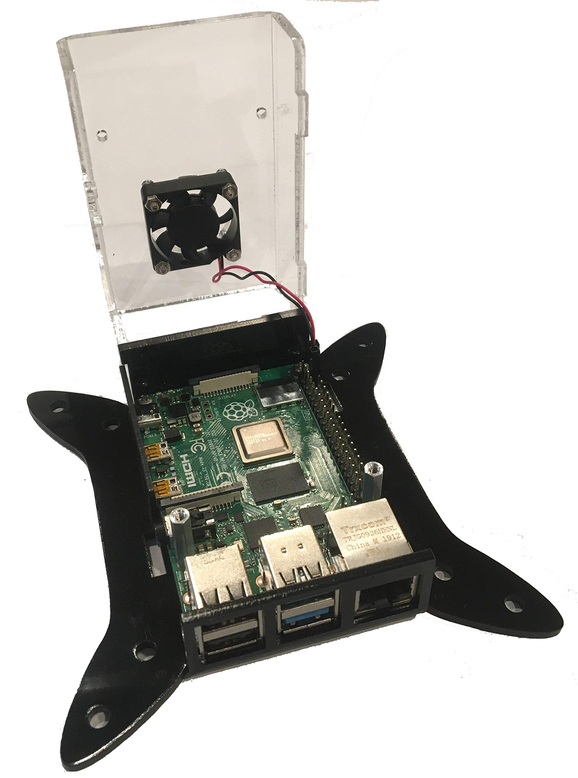 Universal VESA Mount Case for Raspberry Pi 4 with Cooling Fan - Perfect for DIY Projects, Home Automation & Digital Signage Displays