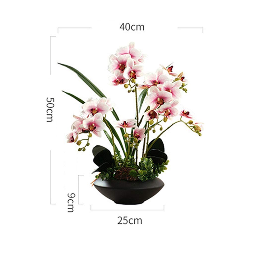 Premium Faux Orchid Arrangement in Black Flowerpot - Realistic Artificial Phalaenopsis Flowers for Home, Office, Hotel Decor | Elegant Table Centerpiece for Dining Room, Kitchen, Bedroom & Wedding Decorations
