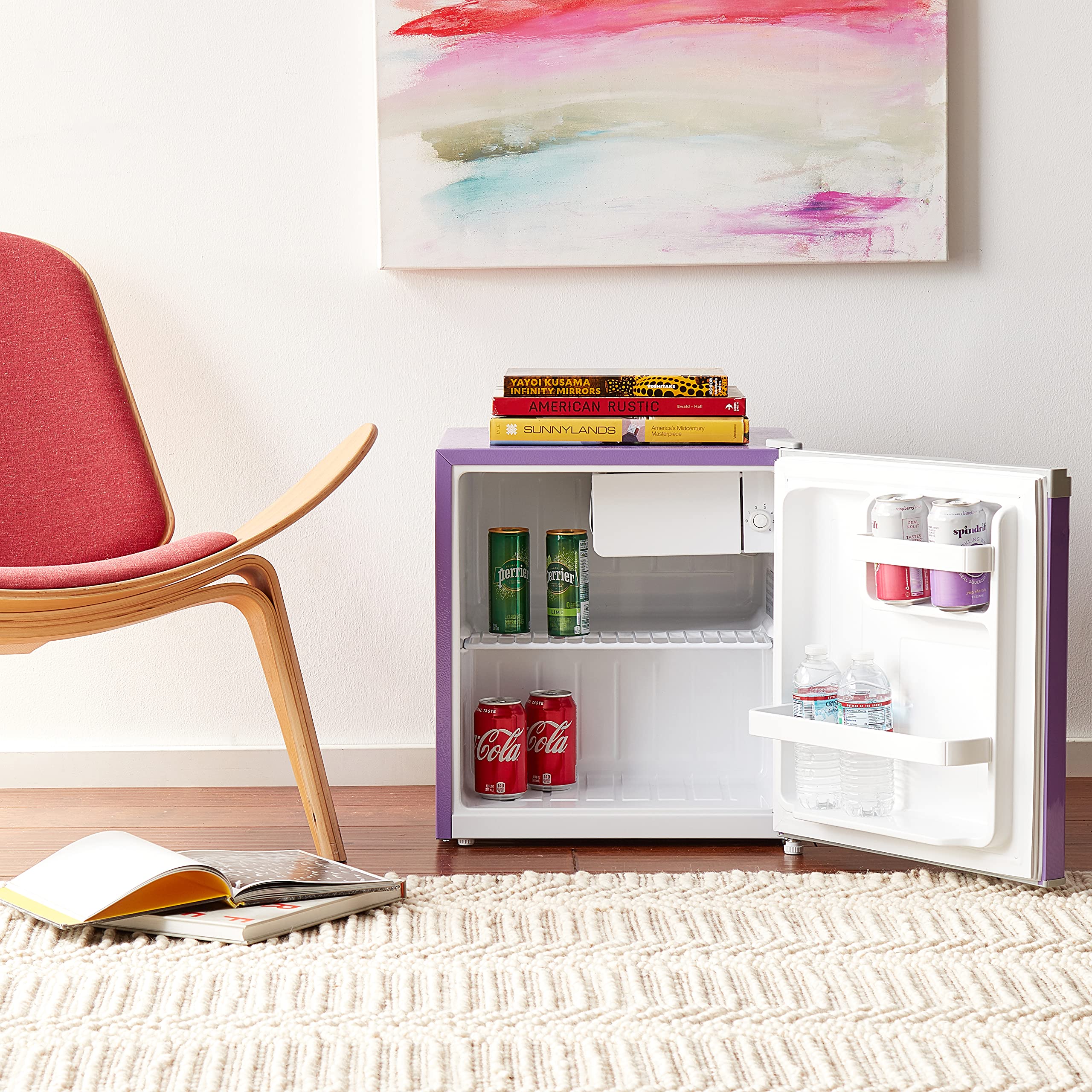 RCA RFR160 1.6 Cubic Feet Compact Mini Refrigerator - Purple, Energy Efficient for Skincare, Cosmetics, Food & Medication Storage - Perfect for Dorm, Bedroom, Office & Beauty Salon