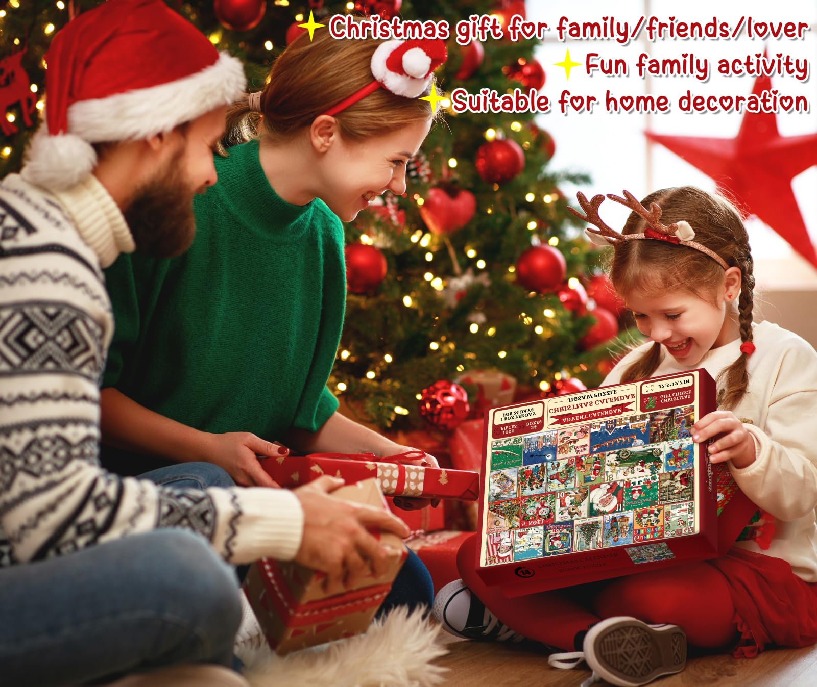 1000-Piece Christmas Advent Calendar Jigsaw Puzzle for Adults - 2024 Holiday Countdown Puzzle with Santa, Festive Winter Activity for Family & Friends