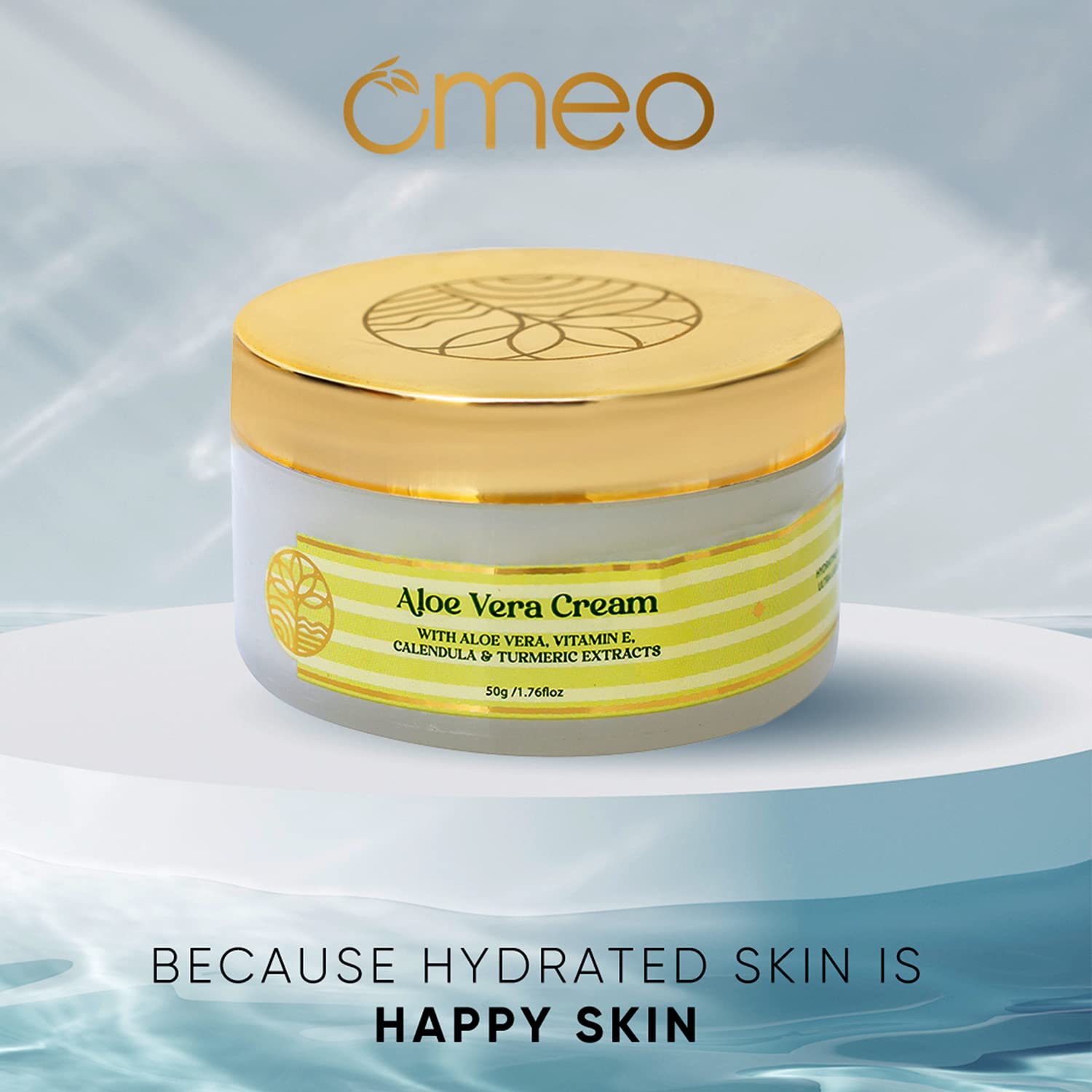 Omeo Aloe Vera Cream 50g with Vitamin E, Calendula & Turmeric Extracts - Hydrating Face & Body Moisturizer for Dry Skin | Smooth, Nourished & Moisturized | Perfect for Daily Skincare & After Sun Care