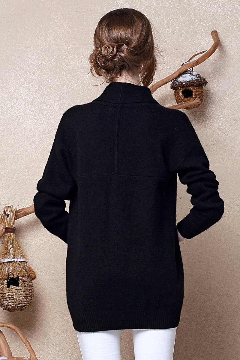 Zhili Women's 100% Cashmere Button Front Long Sleeve Cardigan Sweater - Soft & Warm Winter Knitwear for Office, Date Night & Casual Outfits
