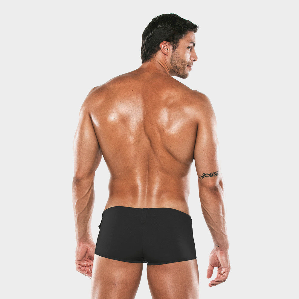 Code 22 Performance Swim Boxer Briefs - Black 23102 | Men's Quick-Dry Swim Trunks for Lap Swimming, Beach & Water Sports