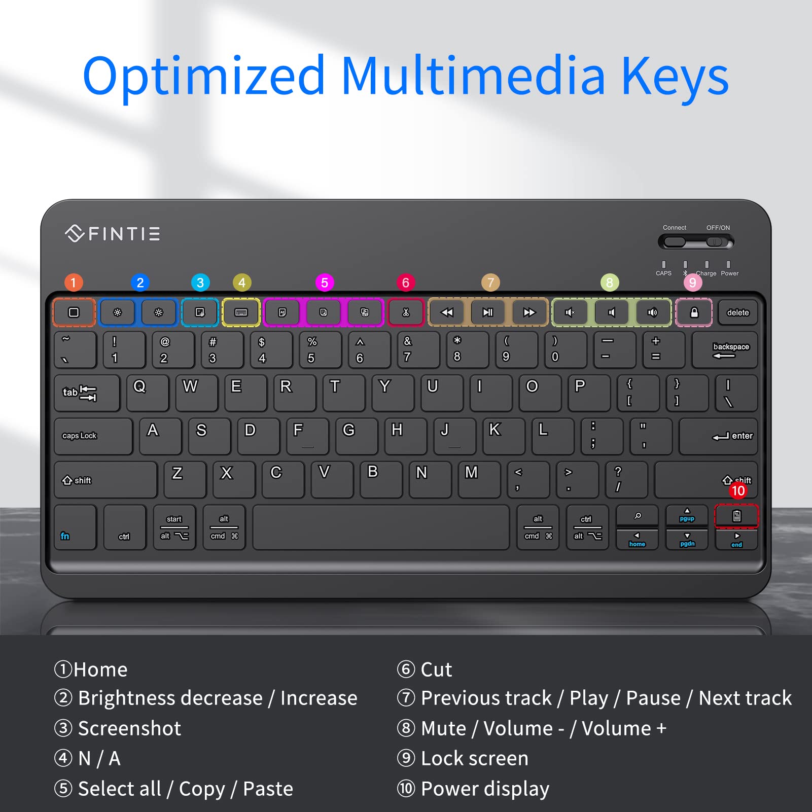 Fintie 11-Inch Ultrathin Wireless Bluetooth Keyboard - Compatible with iPad, Samsung Tablet, iPhone & Android Devices - Slim Portable Keyboard for Work, Travel & Home Office (Black)