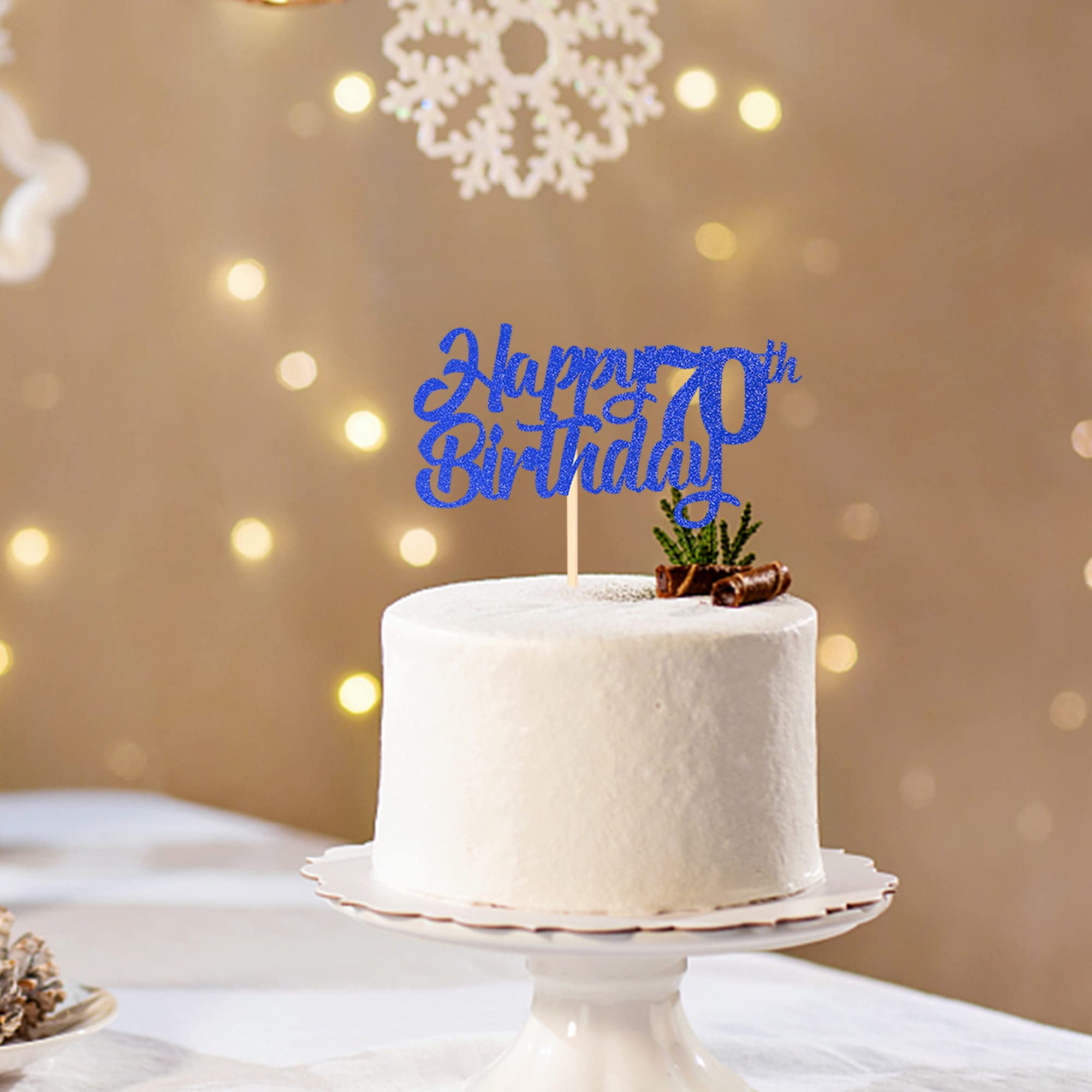 1 Pack Glitter 70th Birthday Cake Topper - Cheers to 70 Years Old, Seventy Fabulous Cake Decorations for 70th Birthday Theme Party Supplies (Blue) - Perfect for Milestone Celebrations & Retirement Parties