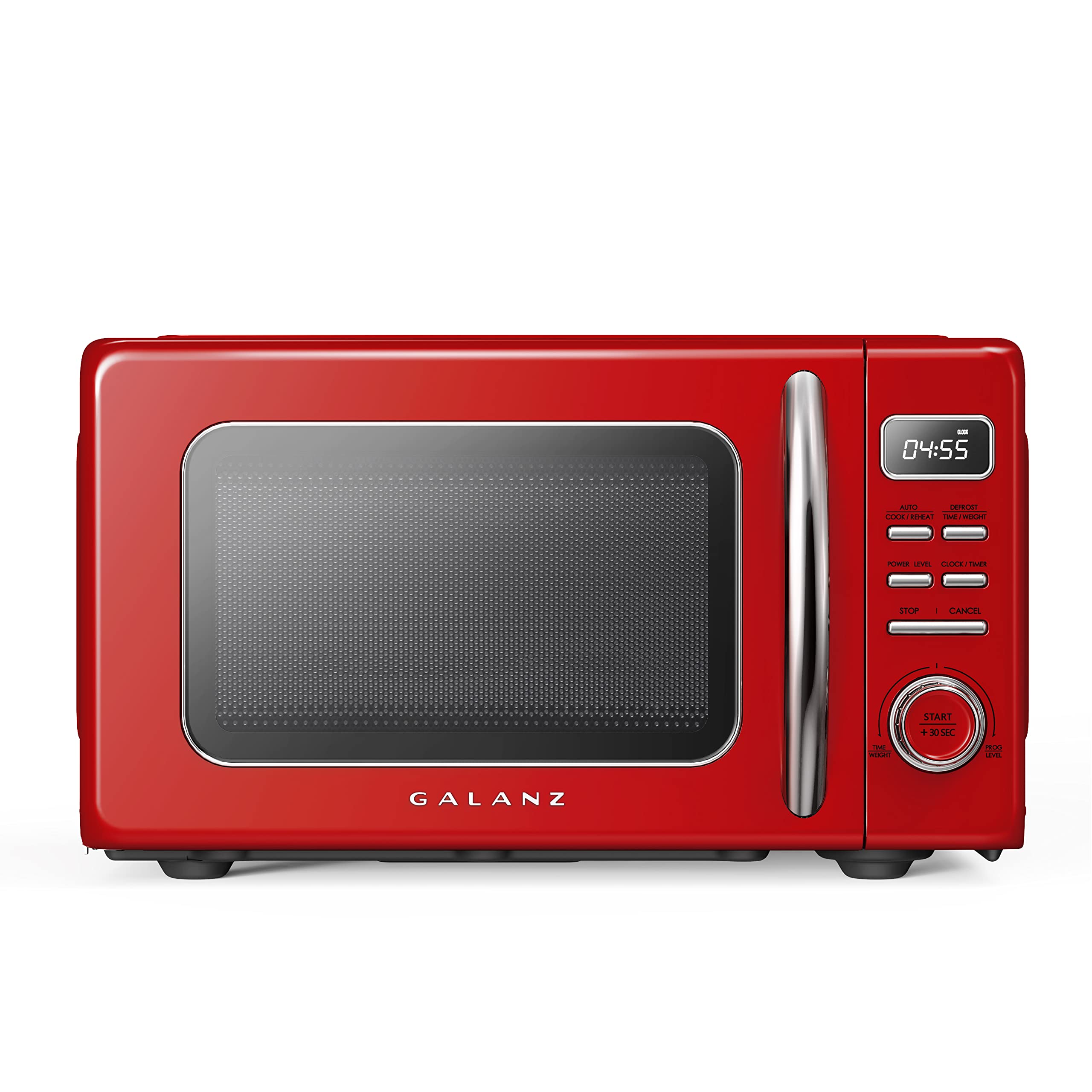 Galanz 0.9 cu ft Retro Red Microwave Oven with Auto Cook, Reheat & Defrost - Quick Start, Easy Clean Glass Turntable, Pull Handle - Perfect for Small Kitchens, Dorms & Office Break Rooms