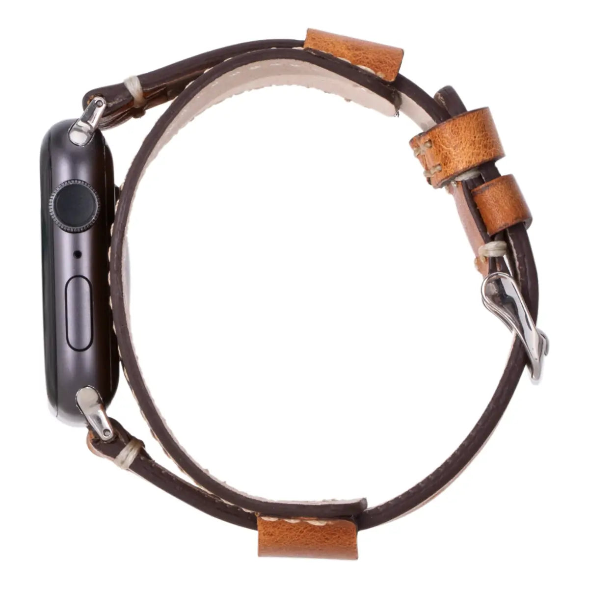 Premium Camel Brown Genuine Leather Cuff Strap for Apple Watch Series 9/8/7/SE - Adjustable Luxury Replacement Band for Work, Gym & Everyday Wear