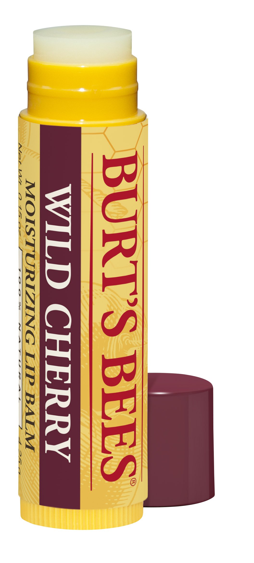 Burt's Bees 100% Natural Moisturizing Lip Balm with Beeswax & Wild Cherry Fruit Extracts - Hydrating & Nourishing Lip Care - Perfect for Dry Lips, Winter Protection & Daily Use (1 Tube)