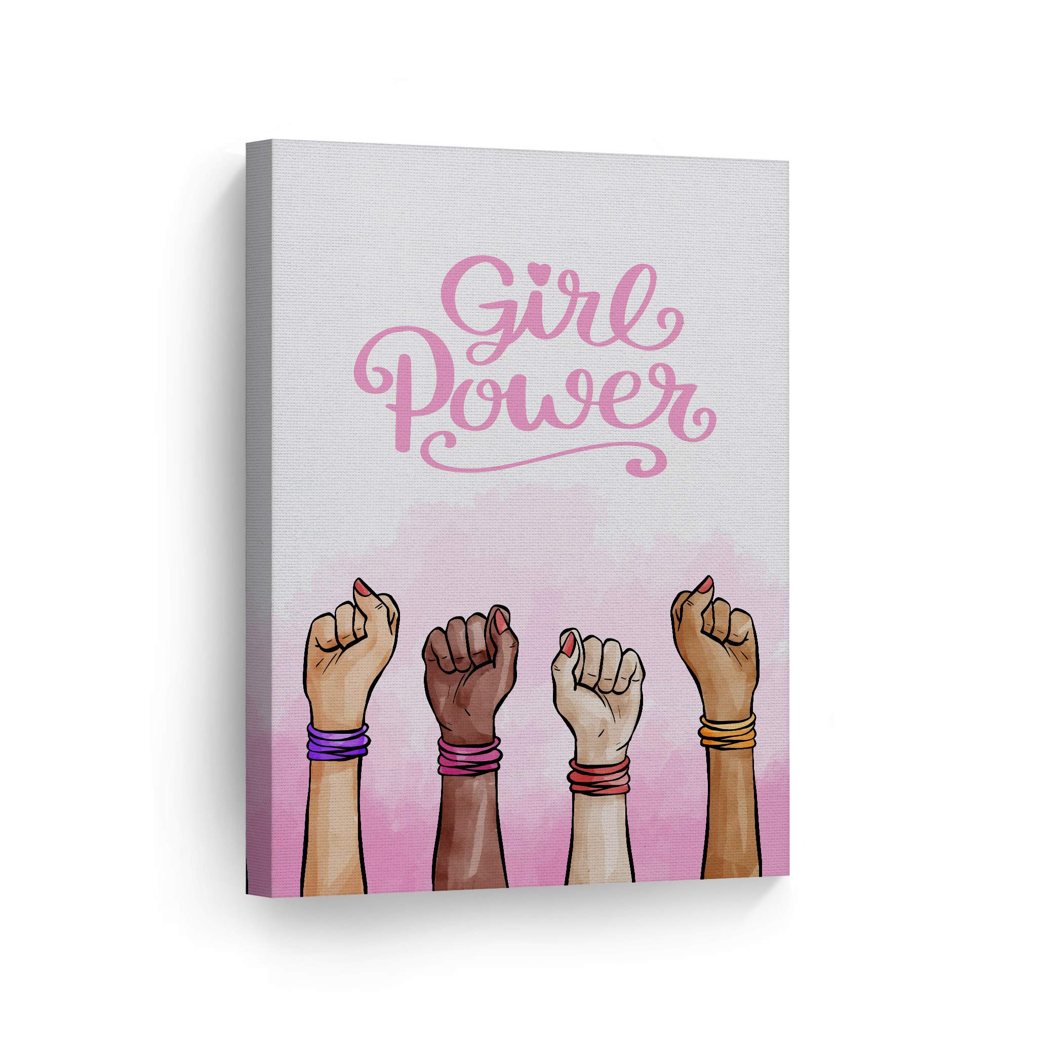 Girl Power Quote Canvas Print - Diversity Wall Art for Kids Room, Nursery & Baby Room Decor - African American & White/Black Design - Ready to Hang 36x24 - Made in USA | Inspirational Home Decor for Girls' Bedroom & Playroom