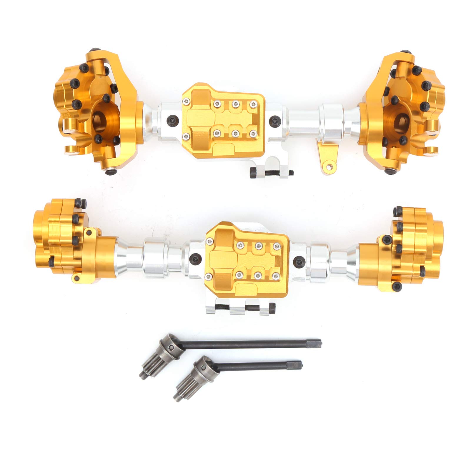 Qinlorgo RC Front Universal Joint - Steel Front & Rear Portal Axle Housing for RC Models & Toys (Gold) | Durable Off-Road Crawler Upgrade for Traxxas TRX-4, SCX10 & RC Rock Crawling