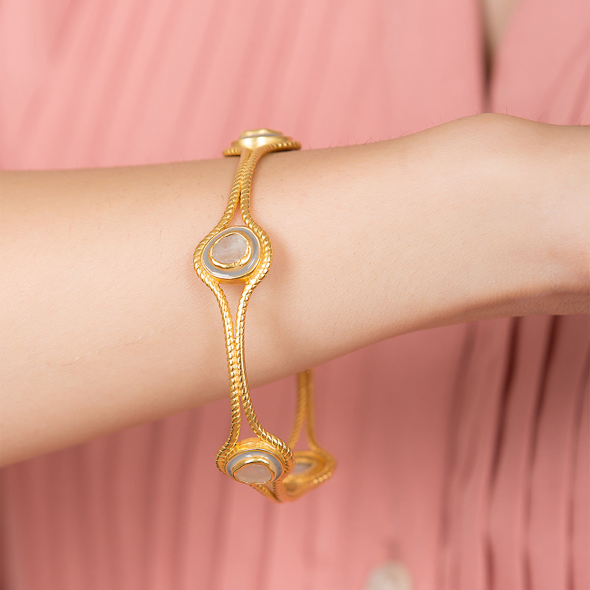 Stone Age Glam Bangle - Vintage Inspired Beaded Bracelet for Women | Boho Chic Jewelry for Casual Wear, Parties & Festivals