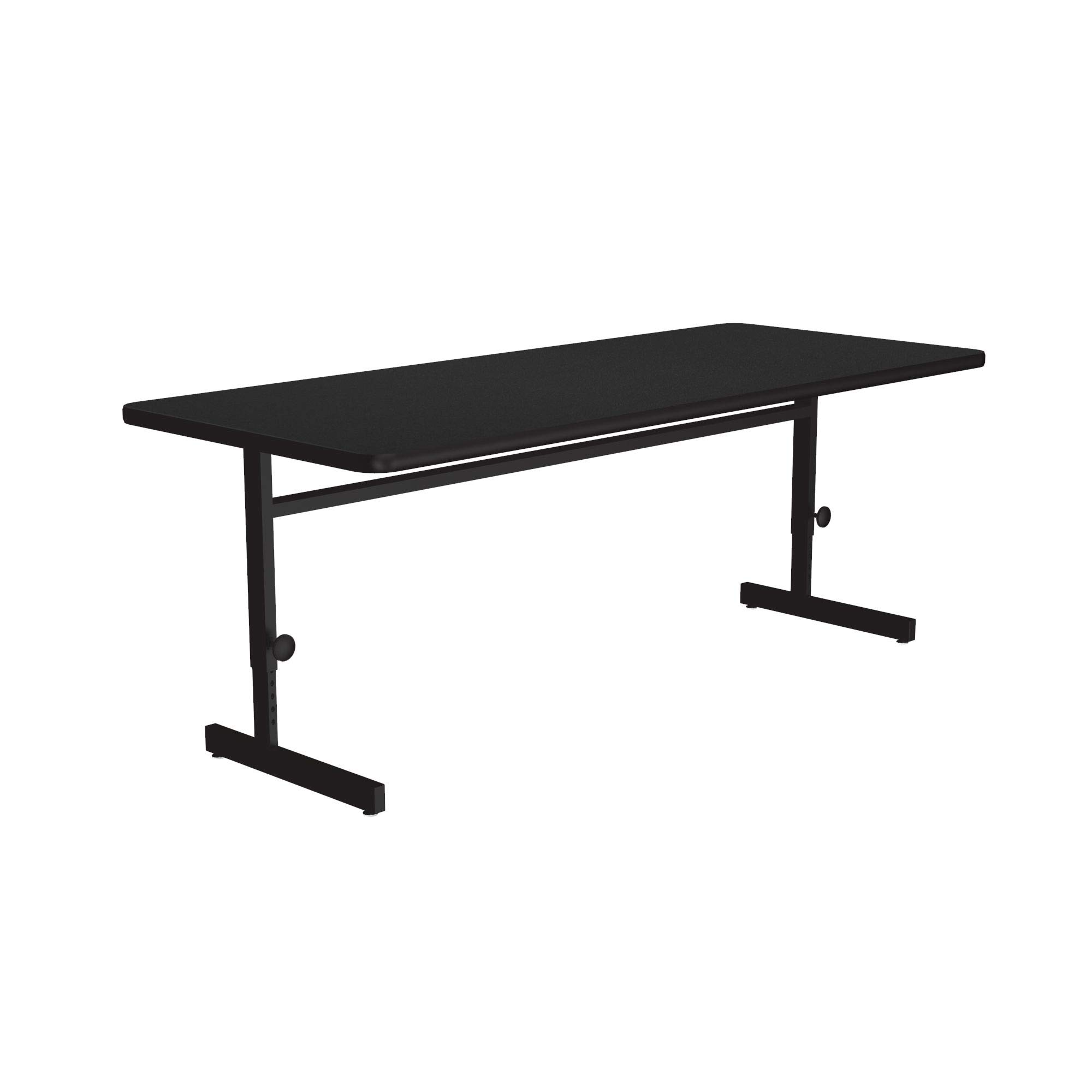 Correll 24x60 Inch Adjustable Height Rectangular Training & Computer Desk with Black Granite Melamine Top, Steel Frame - Ergonomic Workstation for Home Office, Gaming, and Study (CSA2460M-07)