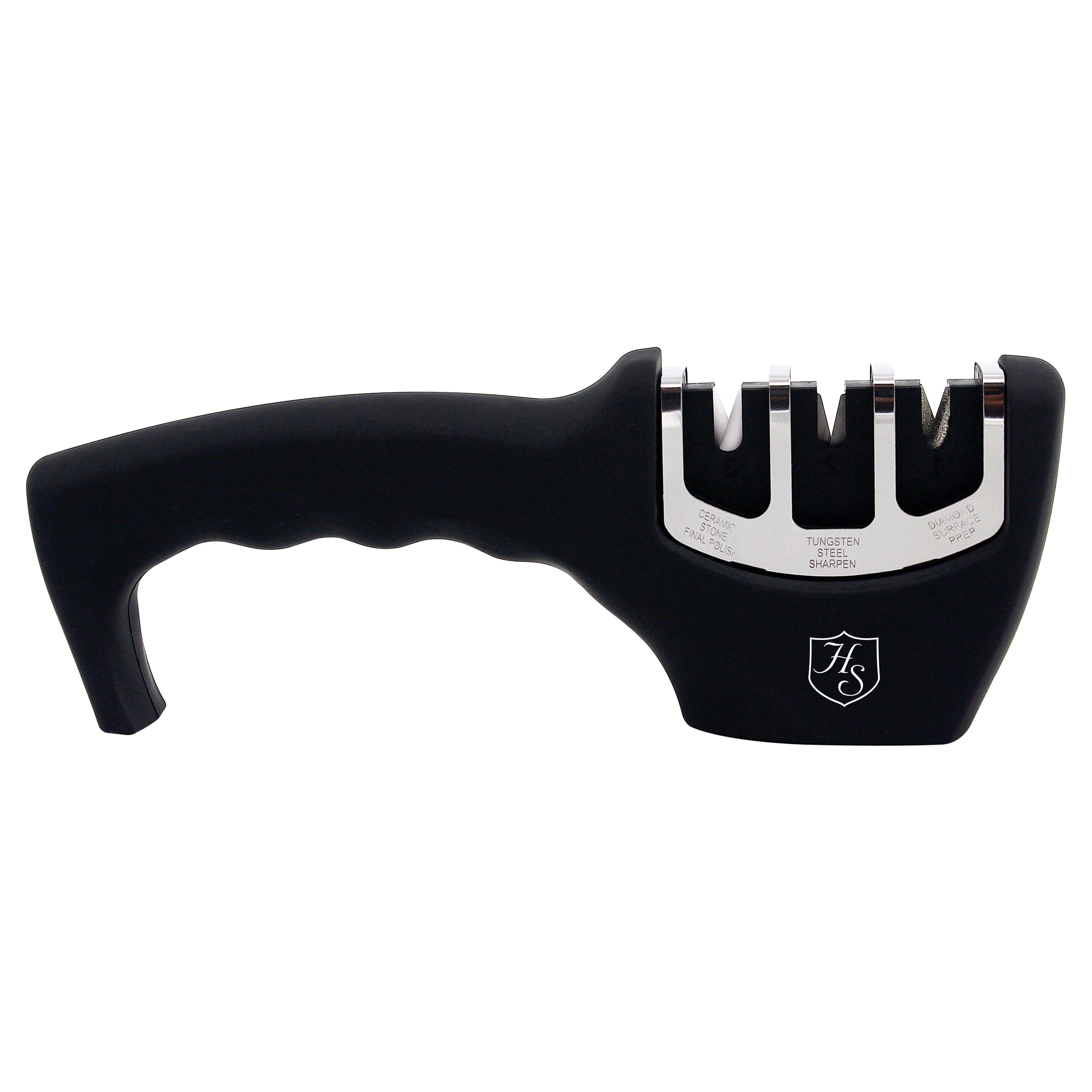 Hammer Stahl 3-Stage Handheld Knife Sharpener - Professional Kitchen Tool for Sharpening Chef Knives, Pocket Knives & Scissors - Perfect for Home Cooking, Camping & Outdoor Activities