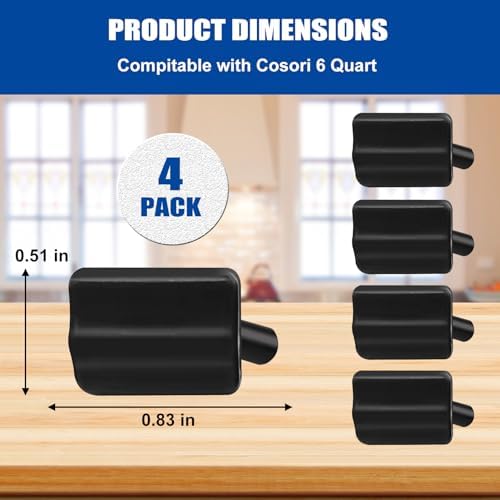 Cosori 6QT Air Fryer Replacement Rubber Feet - 4 Pack Heat Resistant Food Grade Silicone Anti-Scratch Pads for Air Fryer Accessories - Perfect for Kitchen Counter Protection & Stability