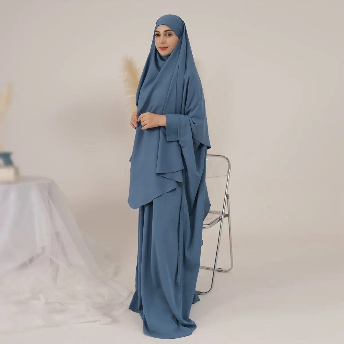 2-Piece Muslim Prayer Dress Set - Jilbab Abaya with Khimar Scarf | Modest Islamic Clothing for Women | Perfect for Salah, Mosque & Daily Wear