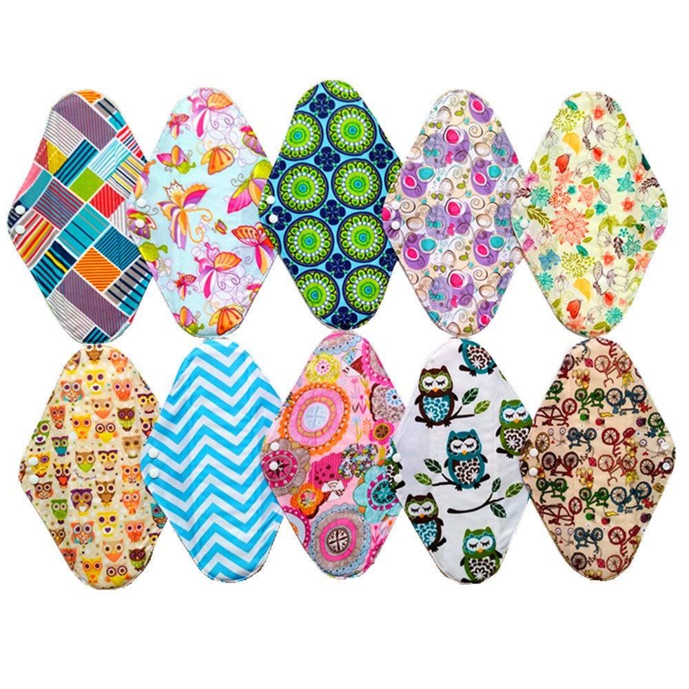 10PCS 14 Inch Reusable Cloth Menstrual Pads - Washable Sanitary Pads for Women, Overnight Protection - Eco-Friendly Period Pads for Heavy Flow Days, Postpartum & Active Lifestyle