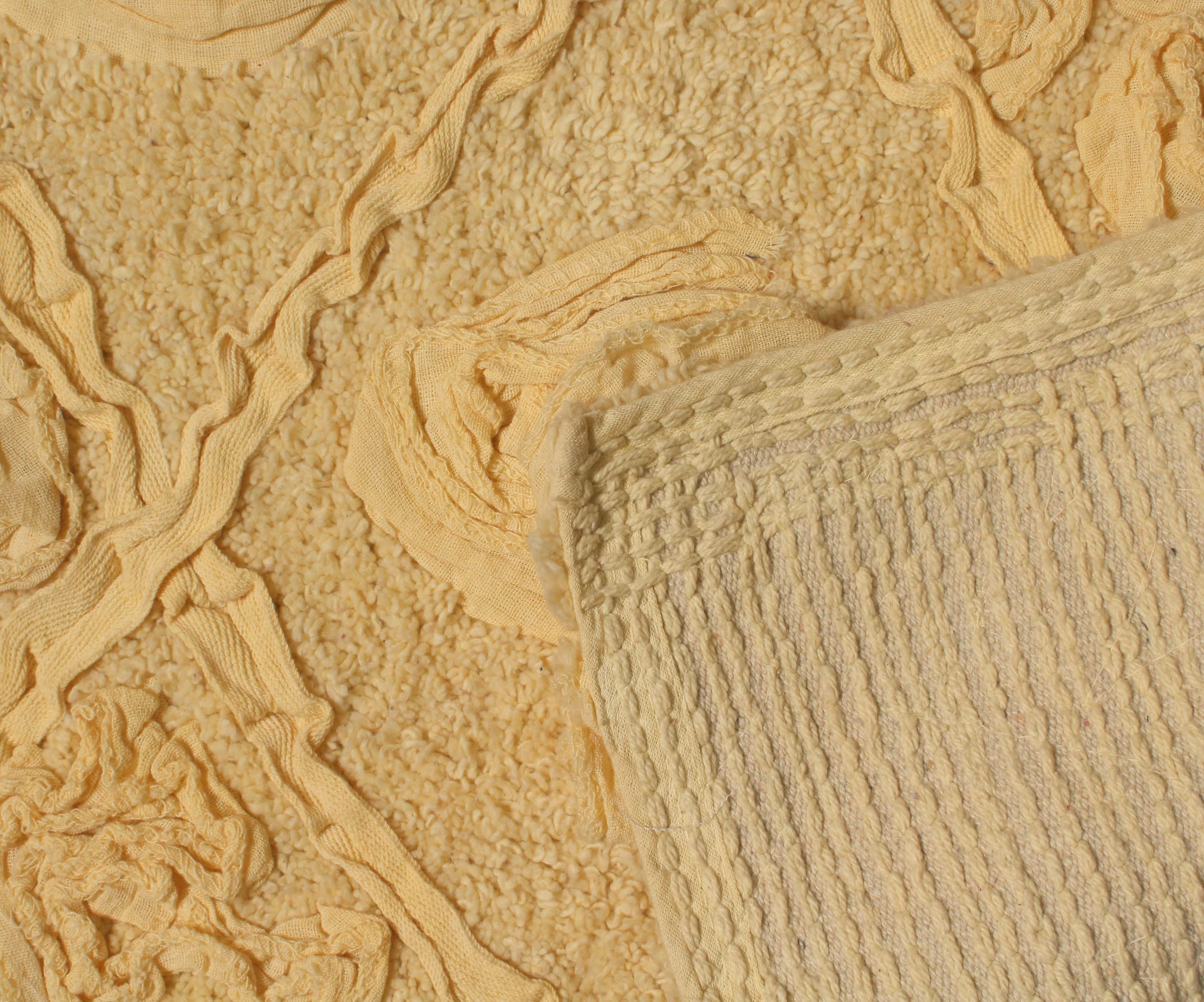Home Weavers Modesto 100% Cotton Bath Rug Set - Ultra Soft & Absorbent Non-Slip Bathroom Mat, Washable Kitchen Rug, 21x34 Inch Rectangle Yellow - Perfect for Bathroom, Shower & Entryway Floor Protection