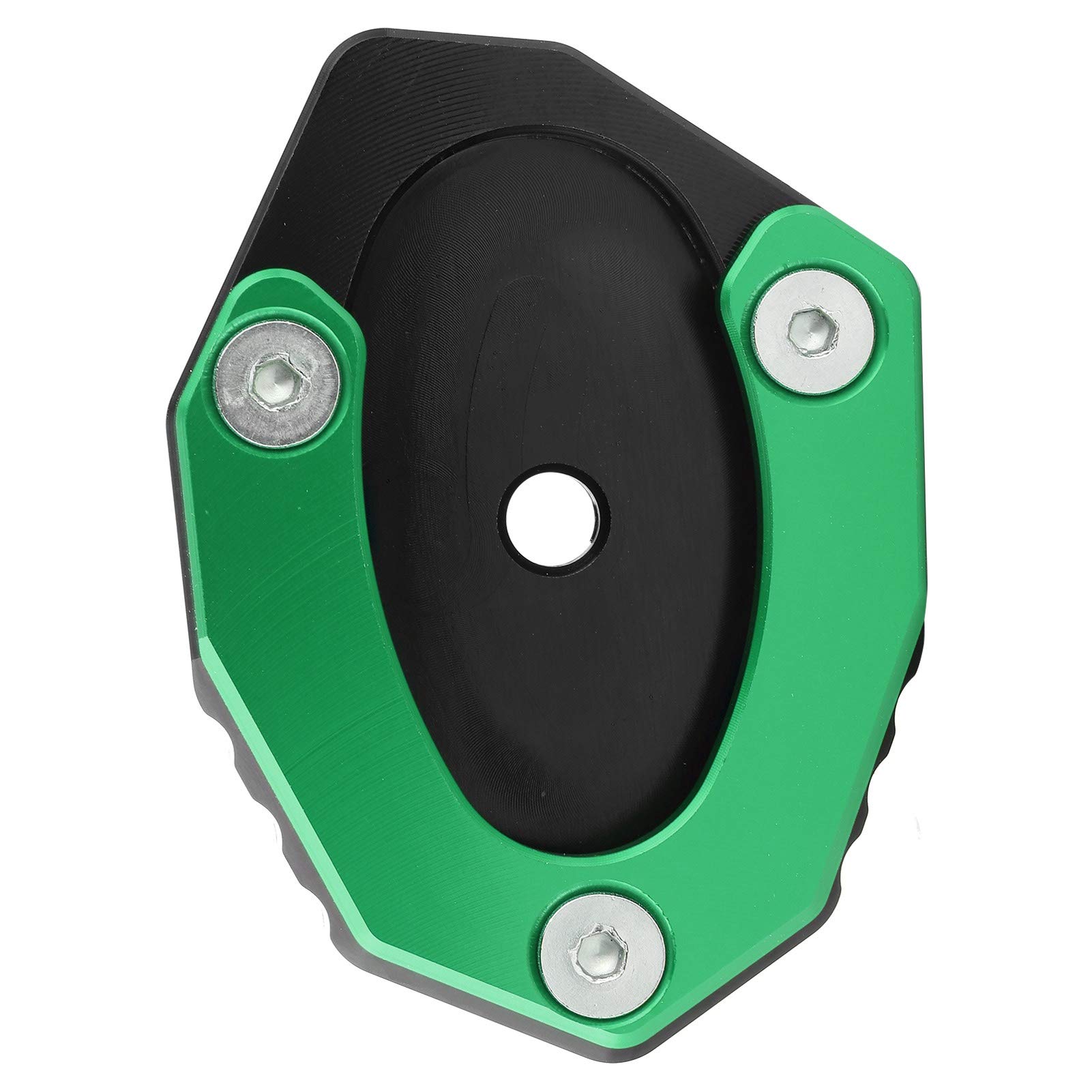 Aramox Moto Motorcycle Kickstand Pad - Aluminum Alloy Side Stand Extension Plate for Kawasaki Z650 & Z900 (Green) - Prevent Sinking on Soft Ground, Perfect for Parking on Grass, Sand or Gravel