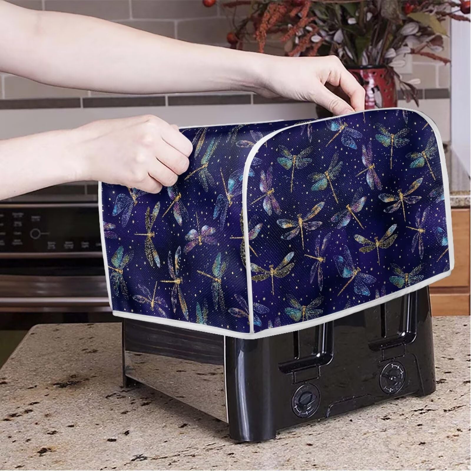 Dragonfly Print 2-Slice Toaster Cover - Waterproof, Dustproof Oven Toaster Protector for Kitchen Appliances, Home Decor, Perfect for Countertop and Dining Table Use