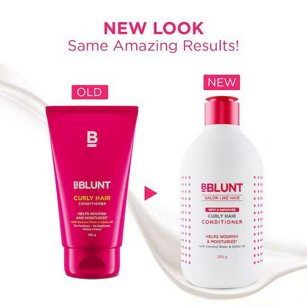 BBLUNT Curly Hair Conditioner with Coconut Water & Jojoba Oil - 250g | Hydrating & Frizz Control for Curly Hair | Perfect for Daily Use & Salon-Quality Results