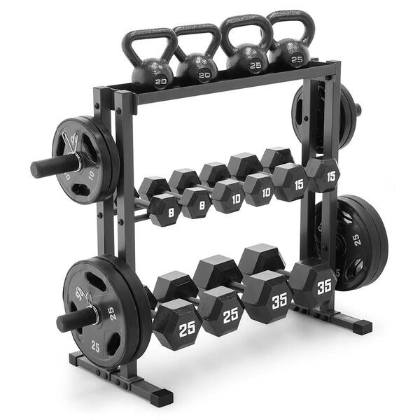 Marcy Combo Weight Storage Rack - Heavy Duty Gym Equipment Organizer for Dumbbells & Plates - Perfect for Home & Commercial Fitness Studios