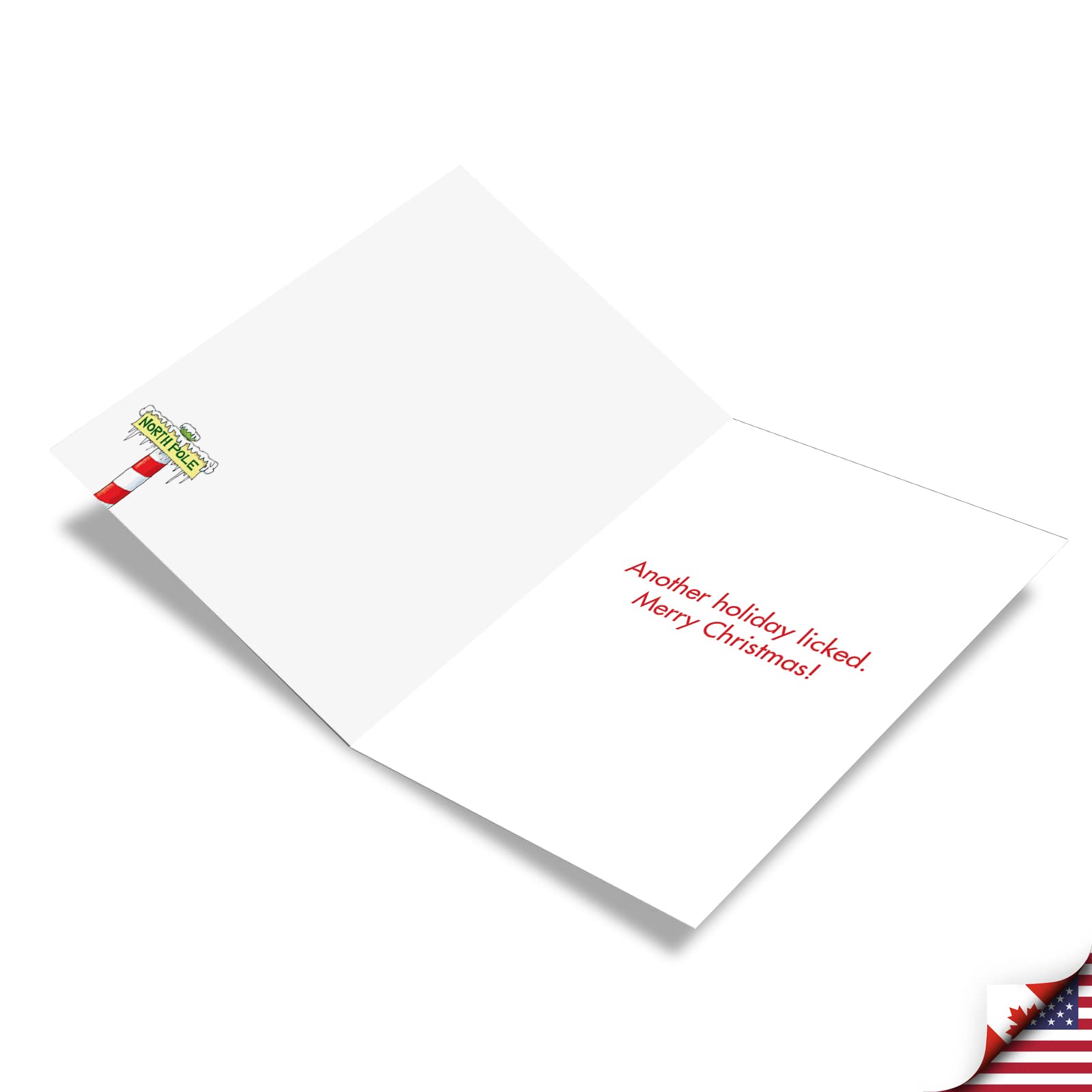 NobleWorks - 12 Pack Funny Christmas Cards with Envelopes - Holiday Humor Cartoon Greeting Cards (1 Design, Boxed Set) - Frozen Tongue B2477XSG - Perfect for Office Parties, Family Gatherings & Secret Santa Exchanges